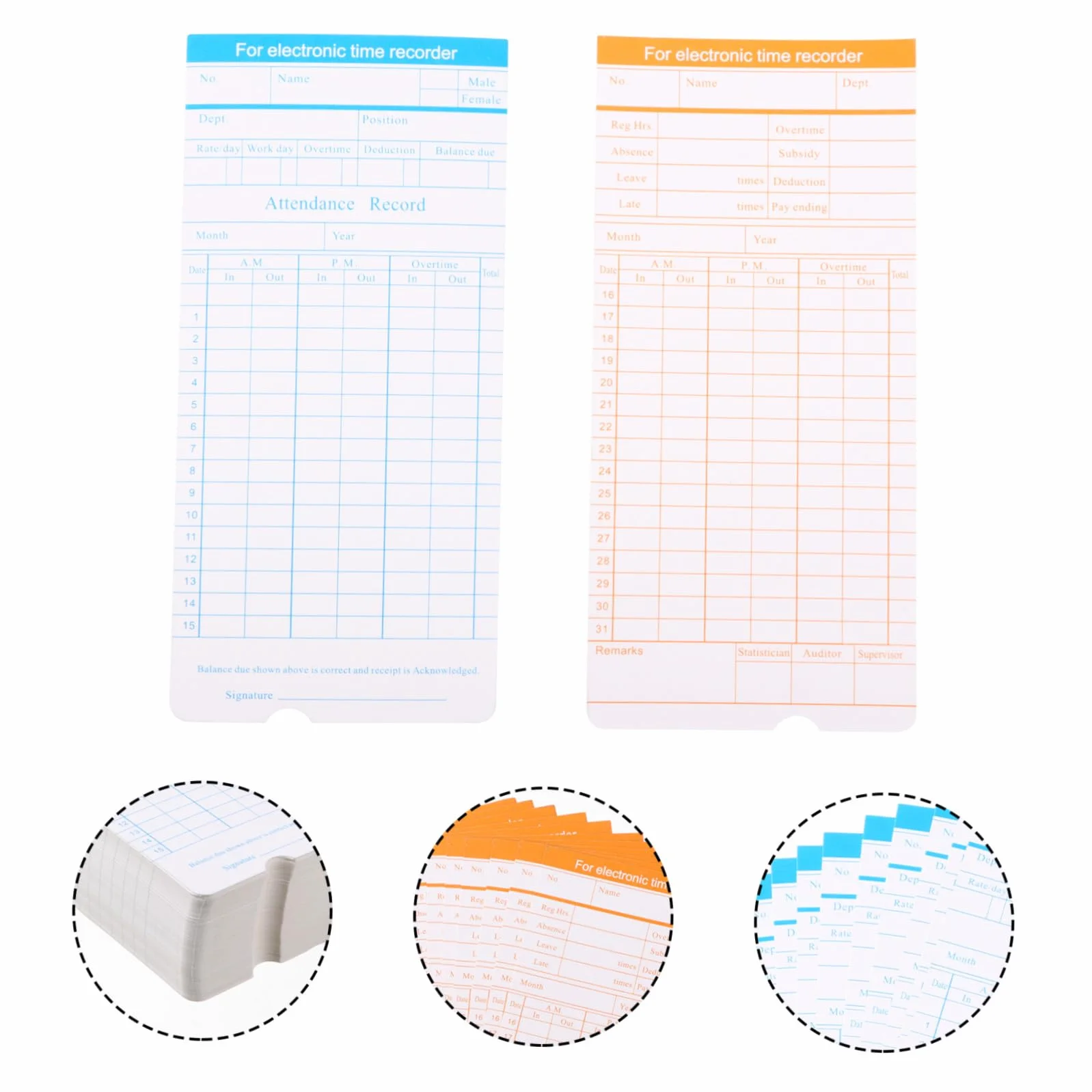 Tarjetas de Asistencia para Reloj de Fichar de Oficina en Cartón, Diseño Claro y Fácil de Usar, Formato Mensual para Control Horario de Empleados