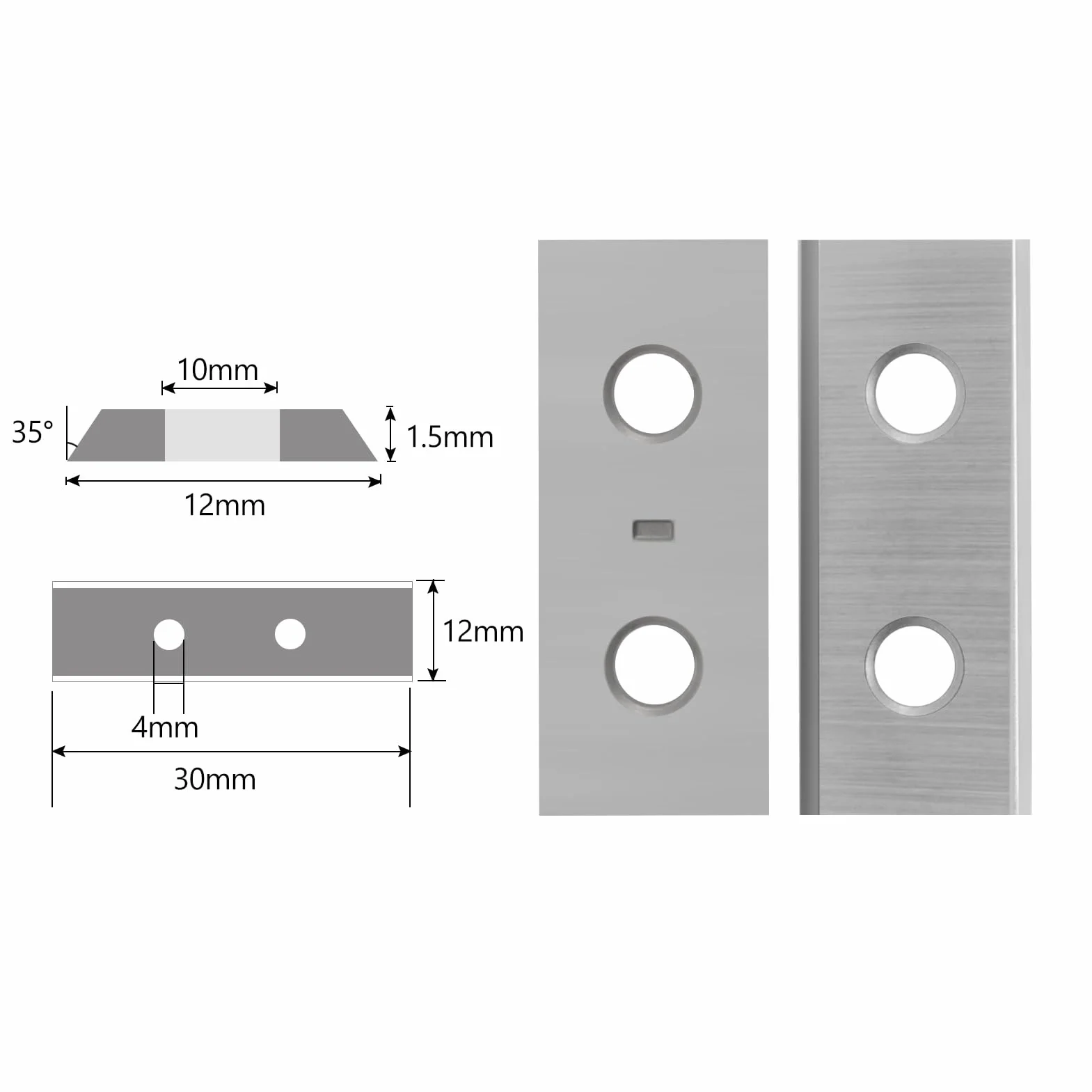 Cuchillas reversibles intercambiables de metal duro, 1,5 mm de grosor, 2 cantos de corte, 10 cuchillas de repuesto de 30 x 12 x 1,5 mm, para plaquitas reversibles (cuchilla reversible)