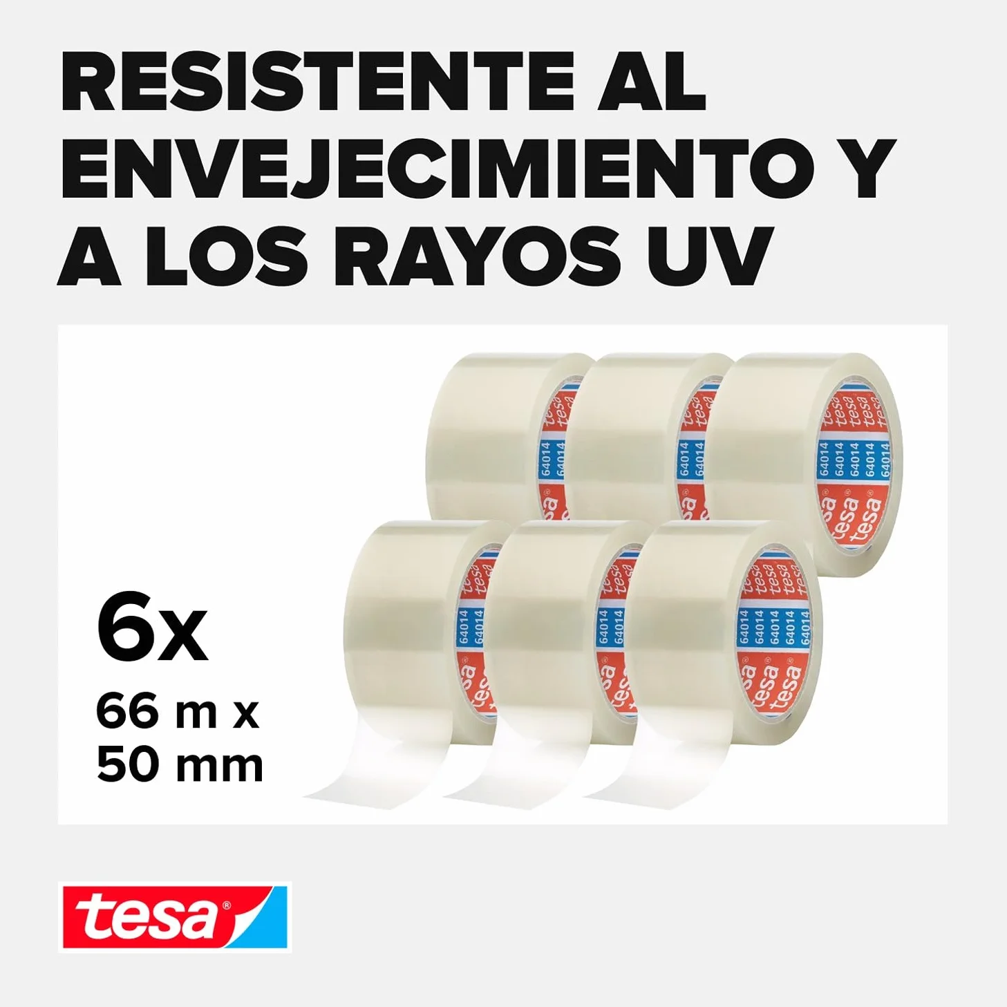 Tesa Pack Cinta Adhesiva Universal 66 m x 50 mm Paquete 6 Rollos Transparente