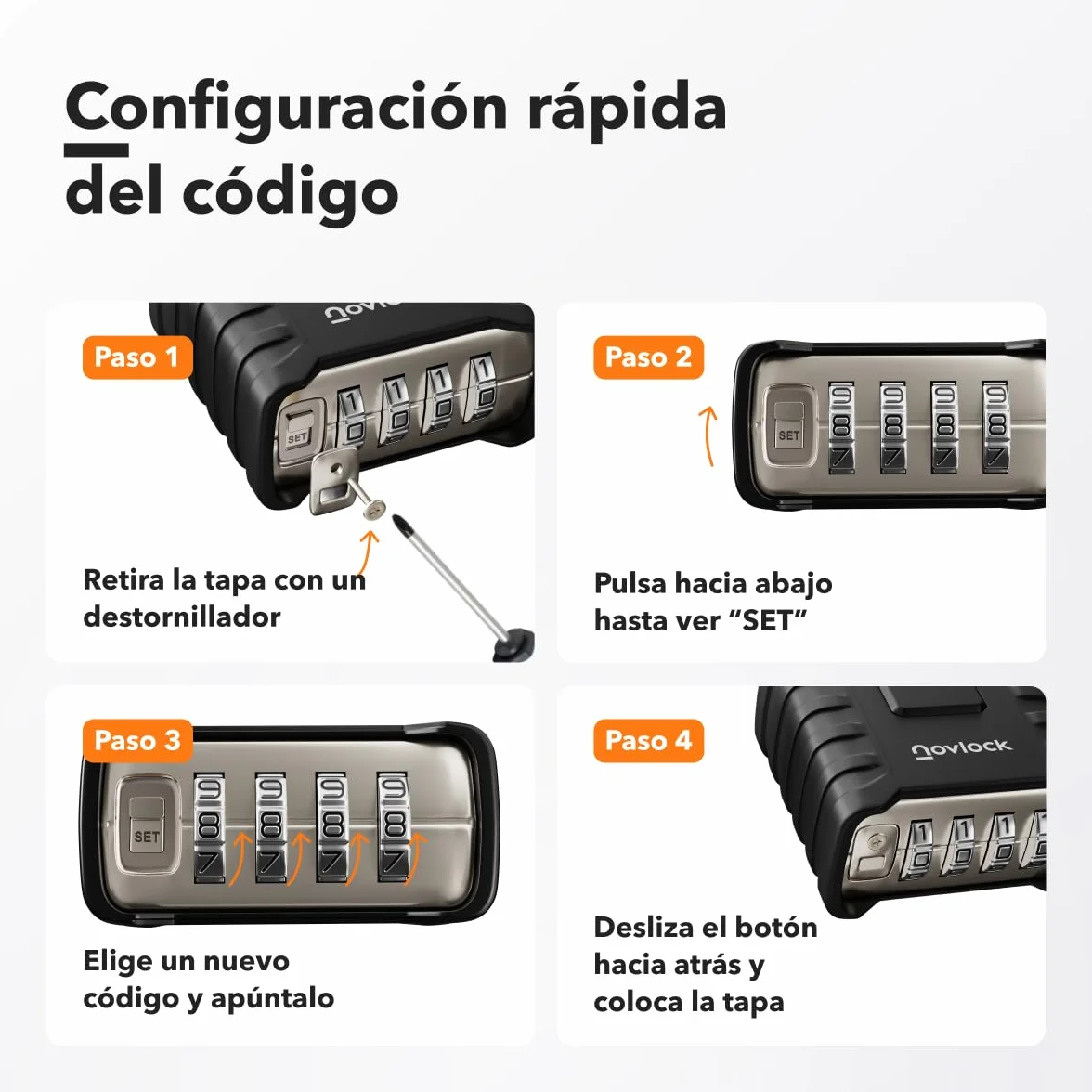 Candados de combinación – resistentes a la intemperie, grande y robustos – para exteriores : portones, vallas, cobertizos, garajes, trasteror, puertas, armoires, taquillas – pack de 1, negro