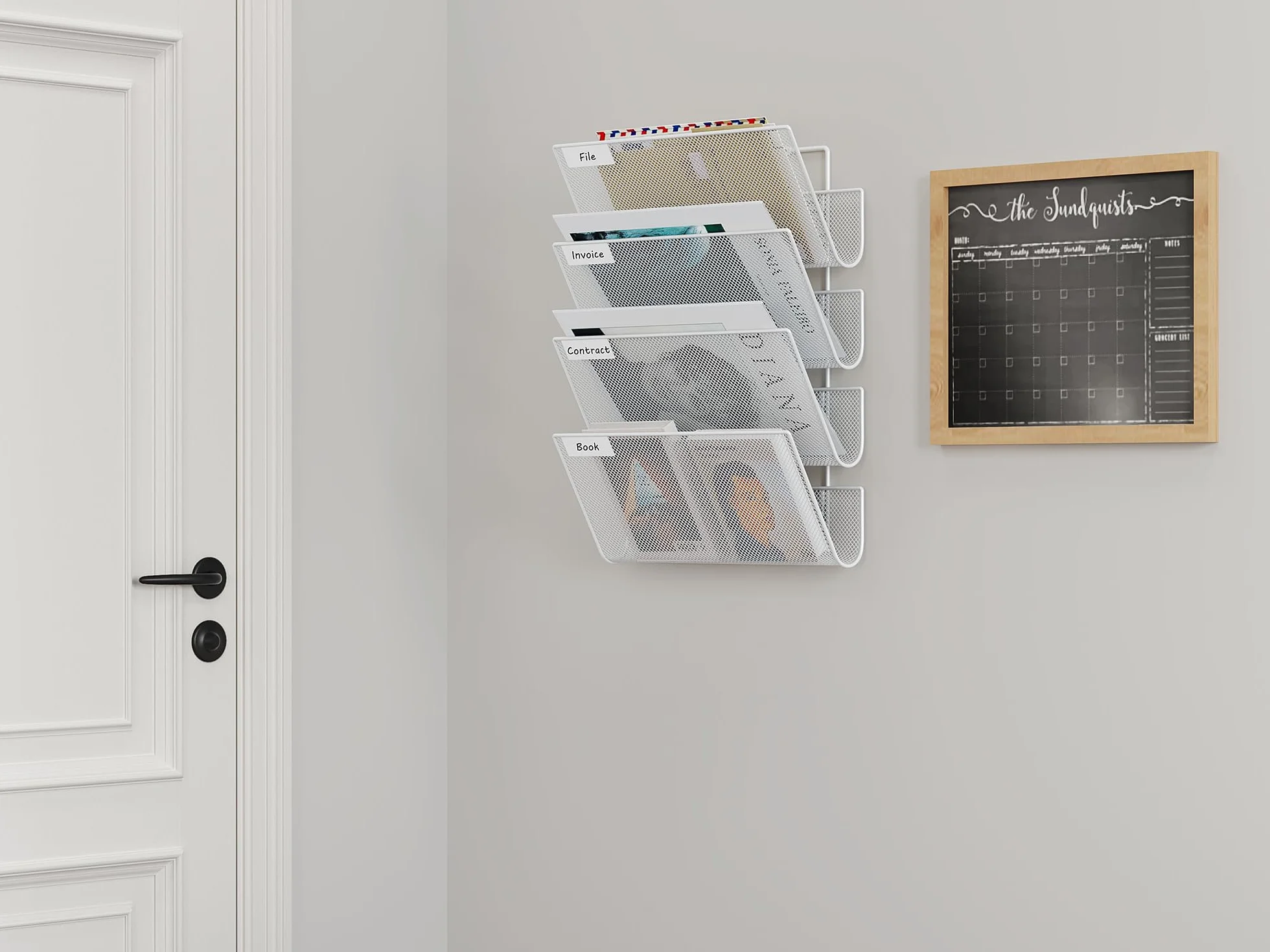 EasyPAG Archivador de Pared 3 Compartimentos Metal Malla A4 Oficina Organizador Documentos Blanco