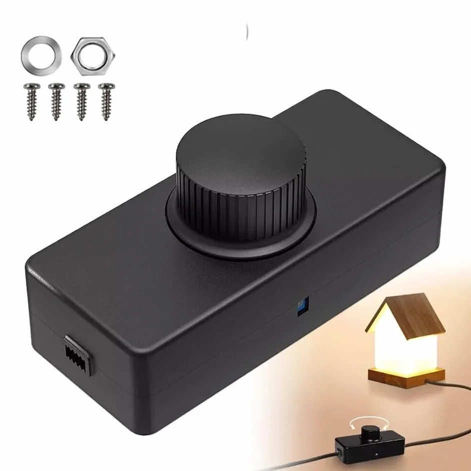 TECHZOCO Potenciómetro regulador de luz con Interruptor, Dimmer LED, Interruptor regulador intensidad, Atenuador de luz, Apto para 220-240VAC/50hz, Potencia ajustable: 3-100W, Conexión por tornillo