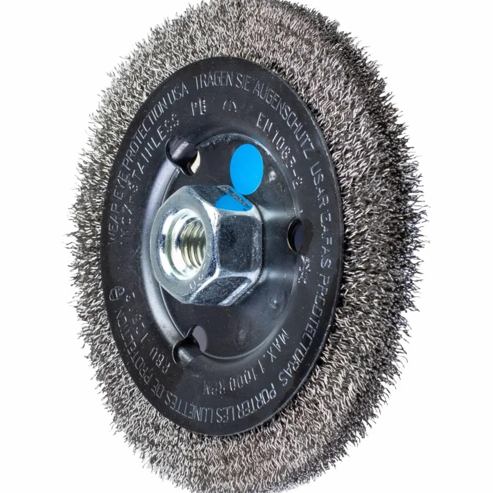 Pferd Cepillo de Alambre Redondo 125 millimeters, Ancho 12 millimeters, Alambre Sin Trenzar Inox 0,30, Rosca M14 x 2, para Uso en Amoladoras Angulares
