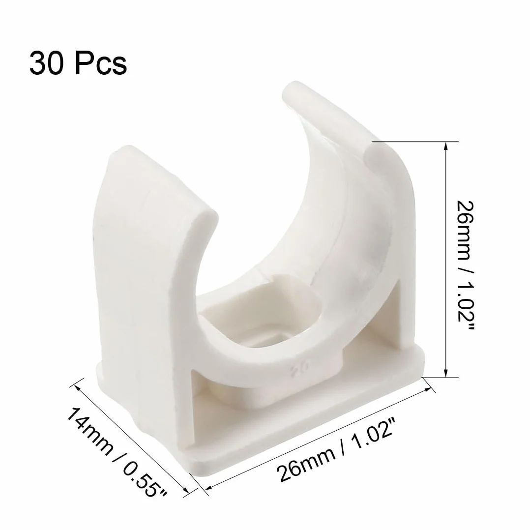 sourcing map PVC Agua Tubería 20mm Abrazaderas Clips, para 20mm/0,79 Pulgadas OD TV Bandejas Tubería Manguera Colgador Soporte Pex Tubería, 30uds