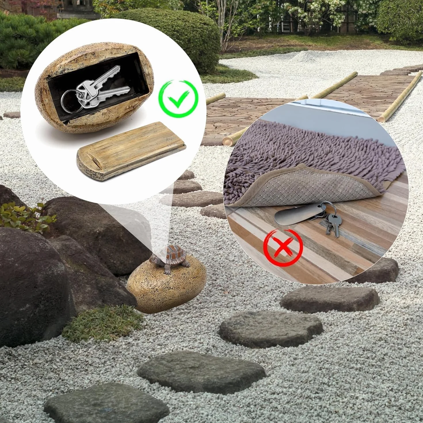 Escondite para Llaves al Aire Libre, Piedra con Compartimento Secreto de Resina, Diseño de Tortuga, Resistente a la Intemperie, Ideal para Exteriores, Jardín, Garaje y Patio