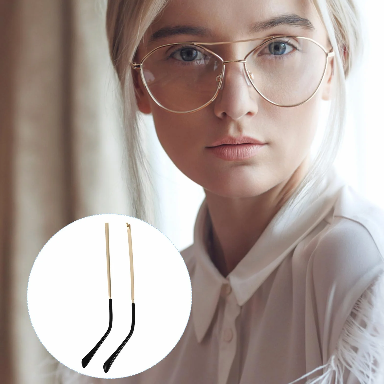 KOMBIUDA Patillas Metálicas para Gafas de Brazos de Repuesto Dorados Accesorio para Reparación de Anteojos y Gafas de Sol Compatible con Monturas Estándar