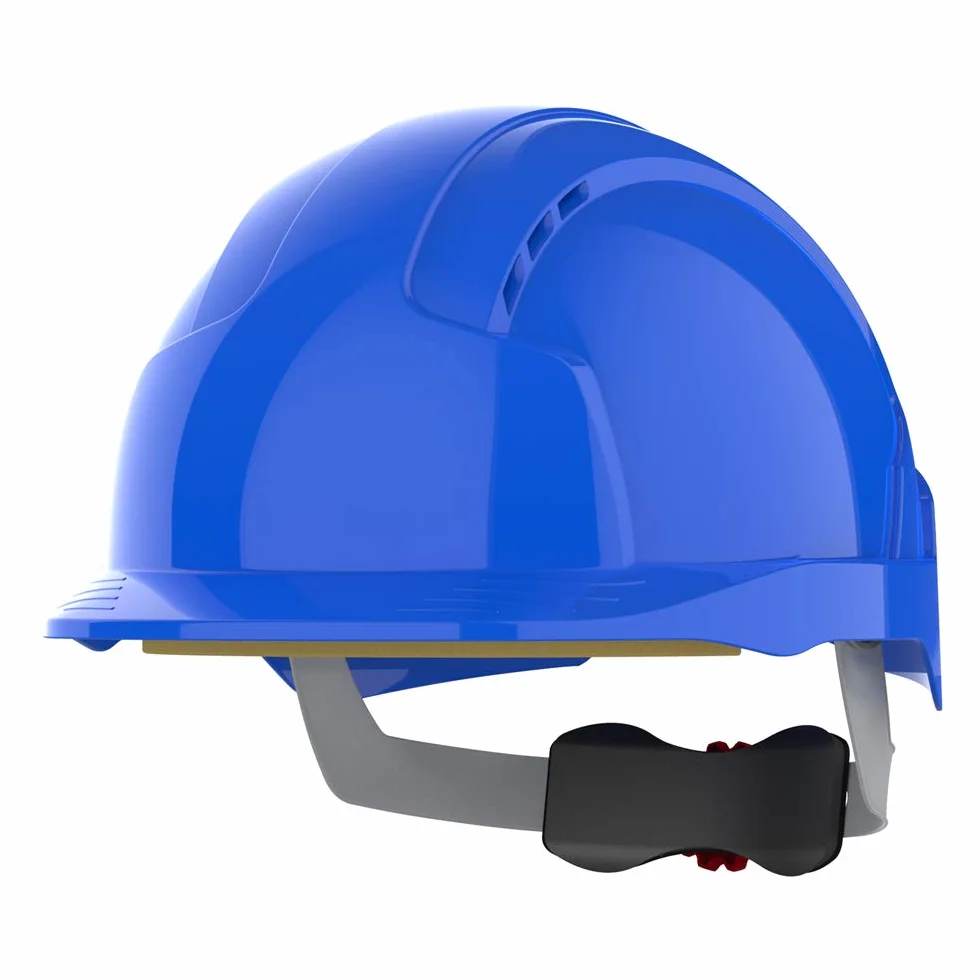 JSP EVOlite Casco Ultraligero, Ventilado, Rueda de Ajuste, Azul | El casco más ligero de JSP. Arnés textil 6 puntos y rueda para máximo confort y ajuste. EN 397.