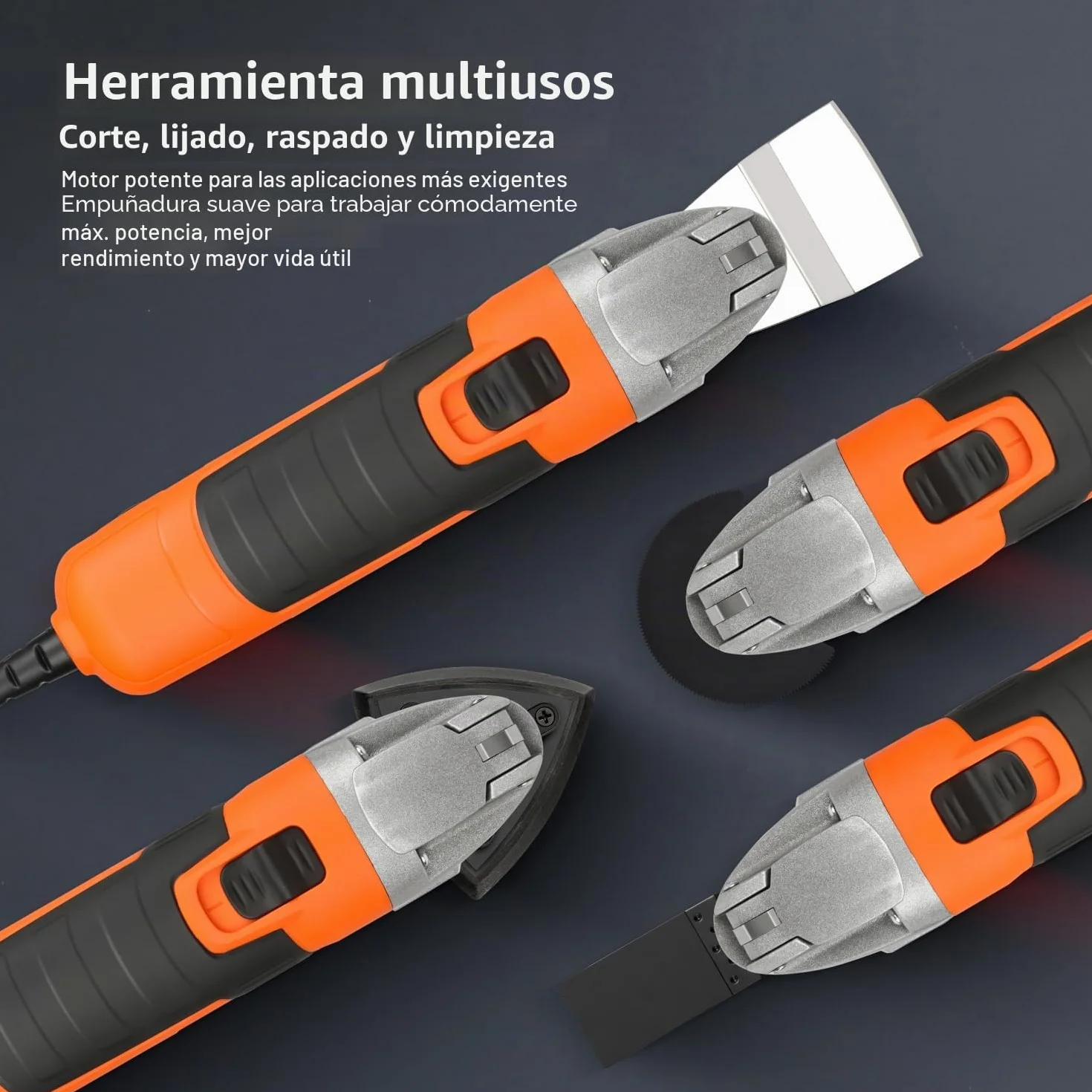 Yunirvana Multiherramienta Oscilante 300W, Herramienta multifunción 15000-22000RPM con ángulo de oscilación de 3°, 6 Velocidades,con 32 Accesorios de accesorios y bolsa de transportepara