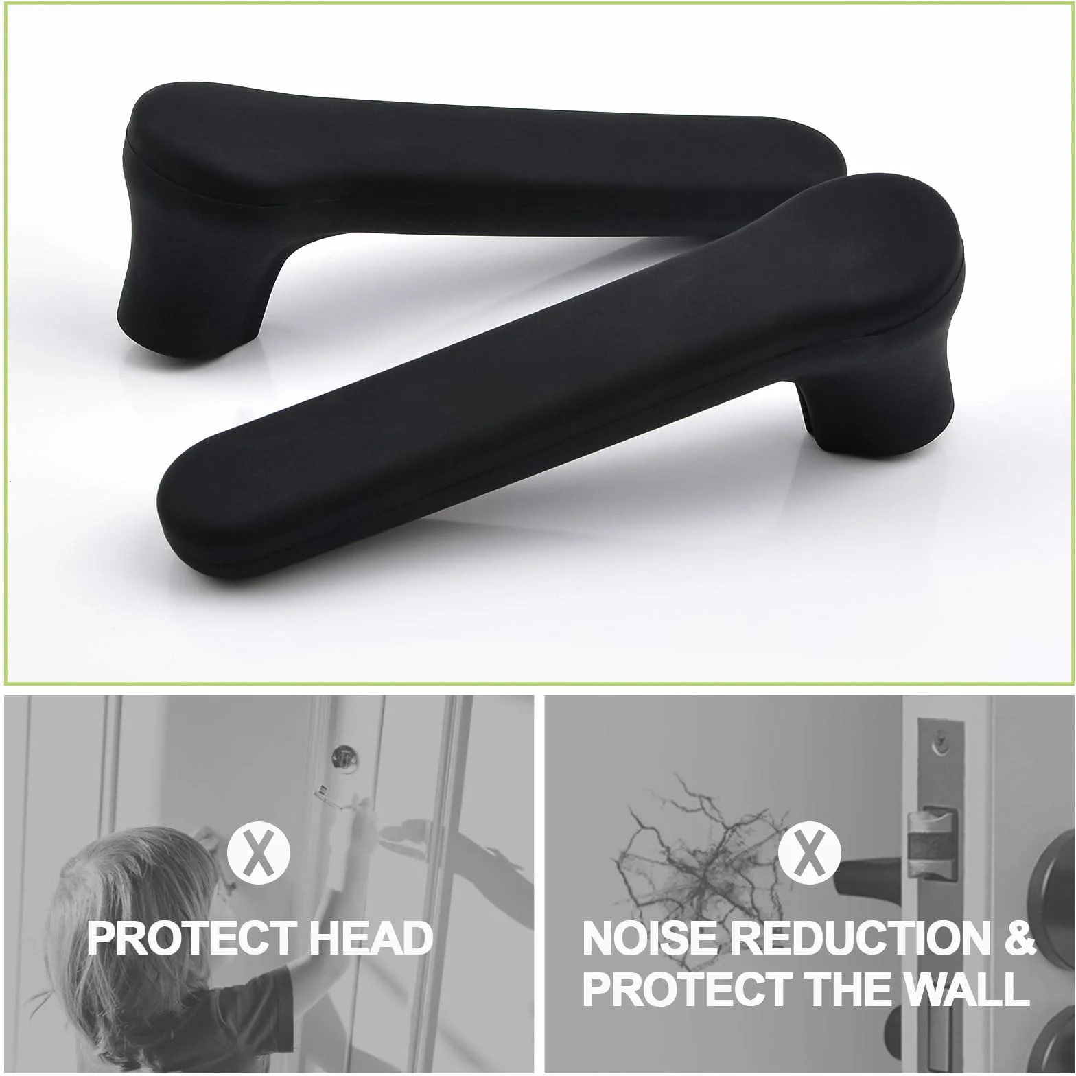 Fundas para manijas de puerta, 10 unidades, color negro mate, fundas de silicona para manillas de puerta antiestáticas, protector de perilla de puerta para palancas de puerta cuadradas planas