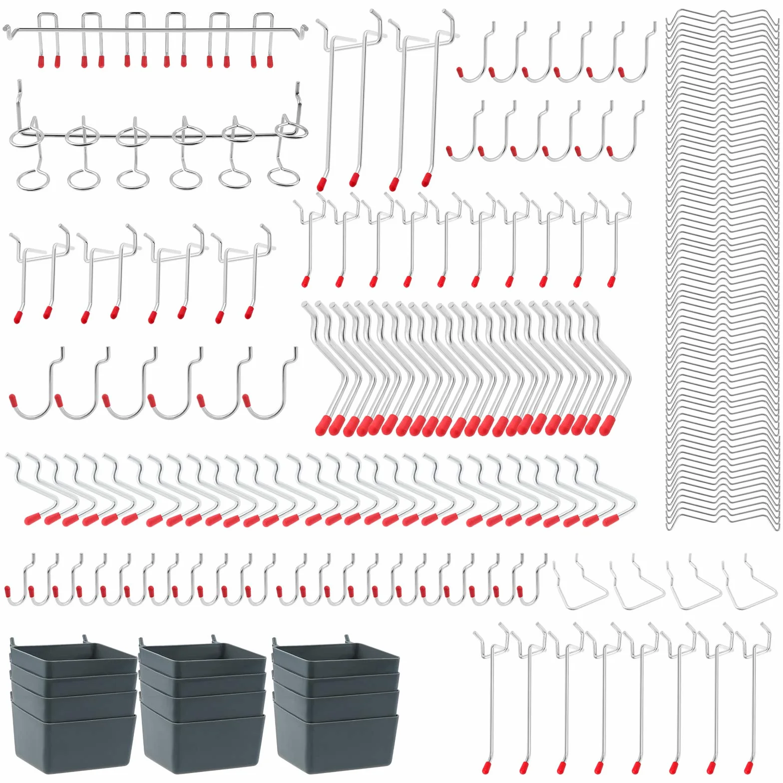 Pegboard Hooks Surtido, Peg Board Hook Attachments Conjunto y organización Storage Tienda Tools, para Organizar Varias Herramientas ( 230 piezas)