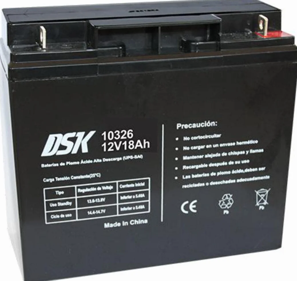 DSK Batería de Plomo AGM Sellada VRLA 12V 18Ah Recargable sin Mantenimiento para Alarmas, Seguridad, Juguetes Eléctricos y SAI. Alta durabilidad larga vida útil. Compatible con terminales F1 y F2
