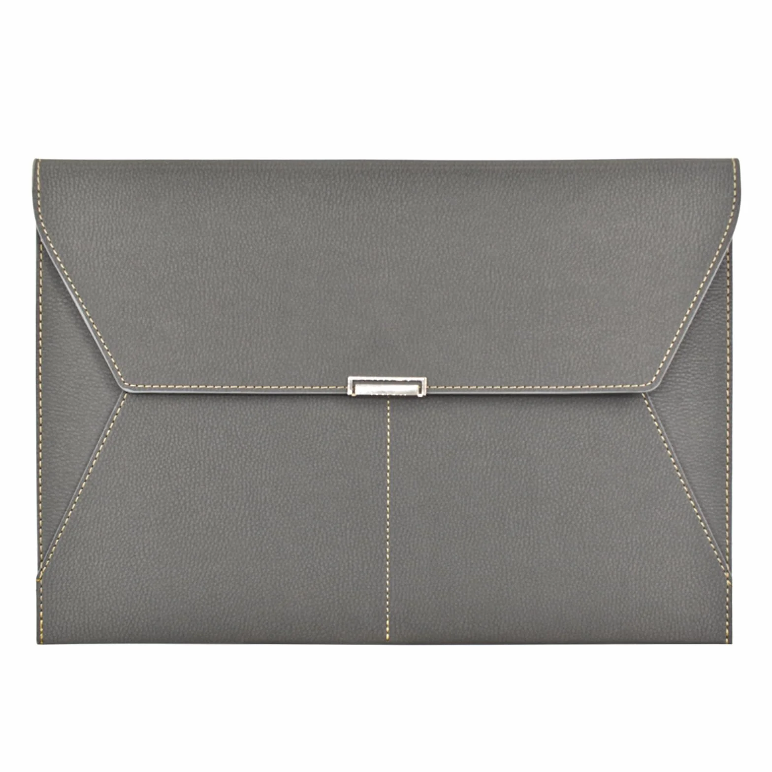 VANRA Carpeta de archivos, organizador de documentos, impermeable, carpeta de cuero con 3 bolsillos, sobres de archivo para papel tamaño carta A4 con cierre de botón magnético a presión (gris)