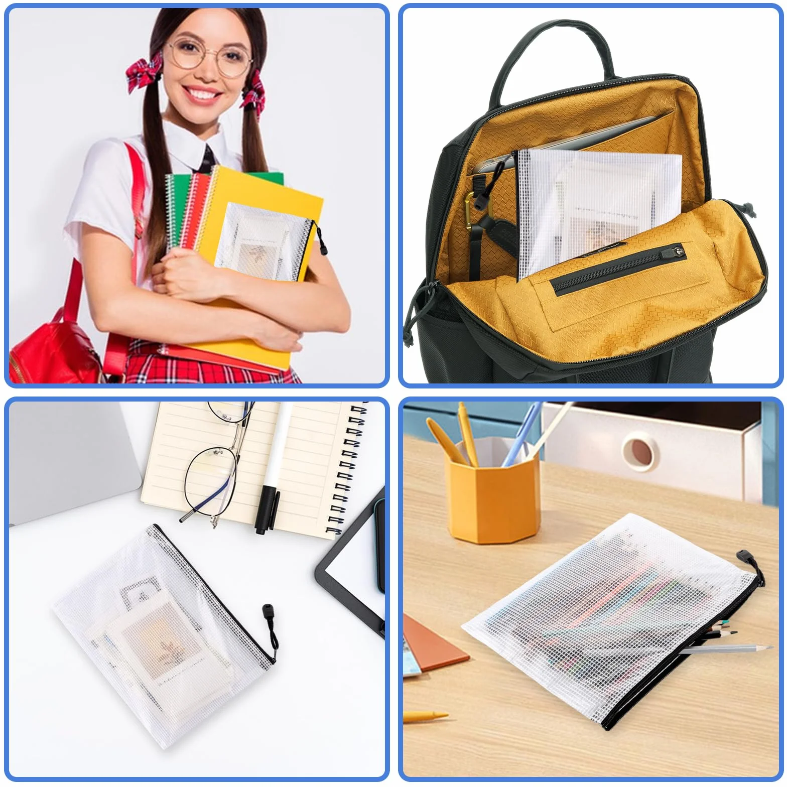 Bolsas para documentos A5 impermeables con cremallera, 40 unidades