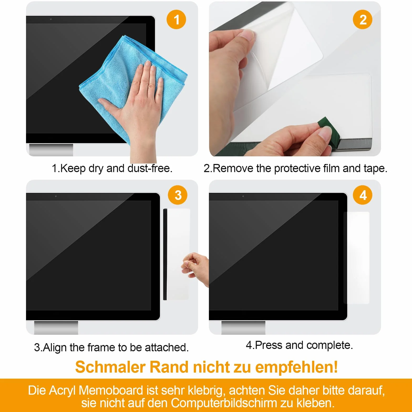 Tablero de notas para monitor, soporte adhesivo transparente para oficina
