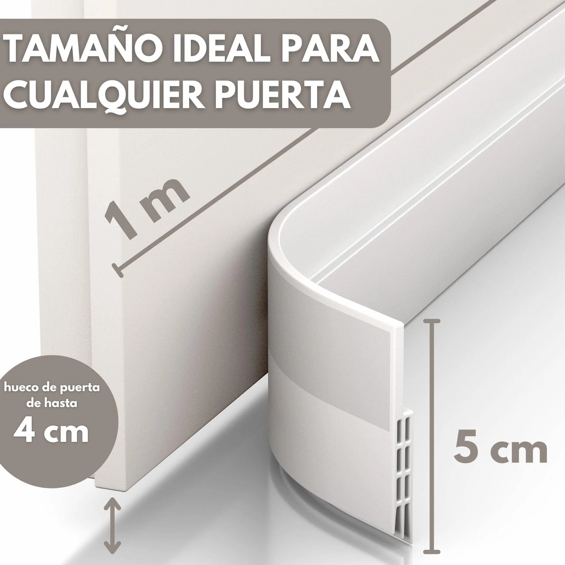 Vellure® Burlete puerta entrada contra corrientes de aire - NUEVO burlete puerta exterior autoadhesivo (rápido y sencillo) Insonorización, protección contra el frío y sellado (1x blanco)