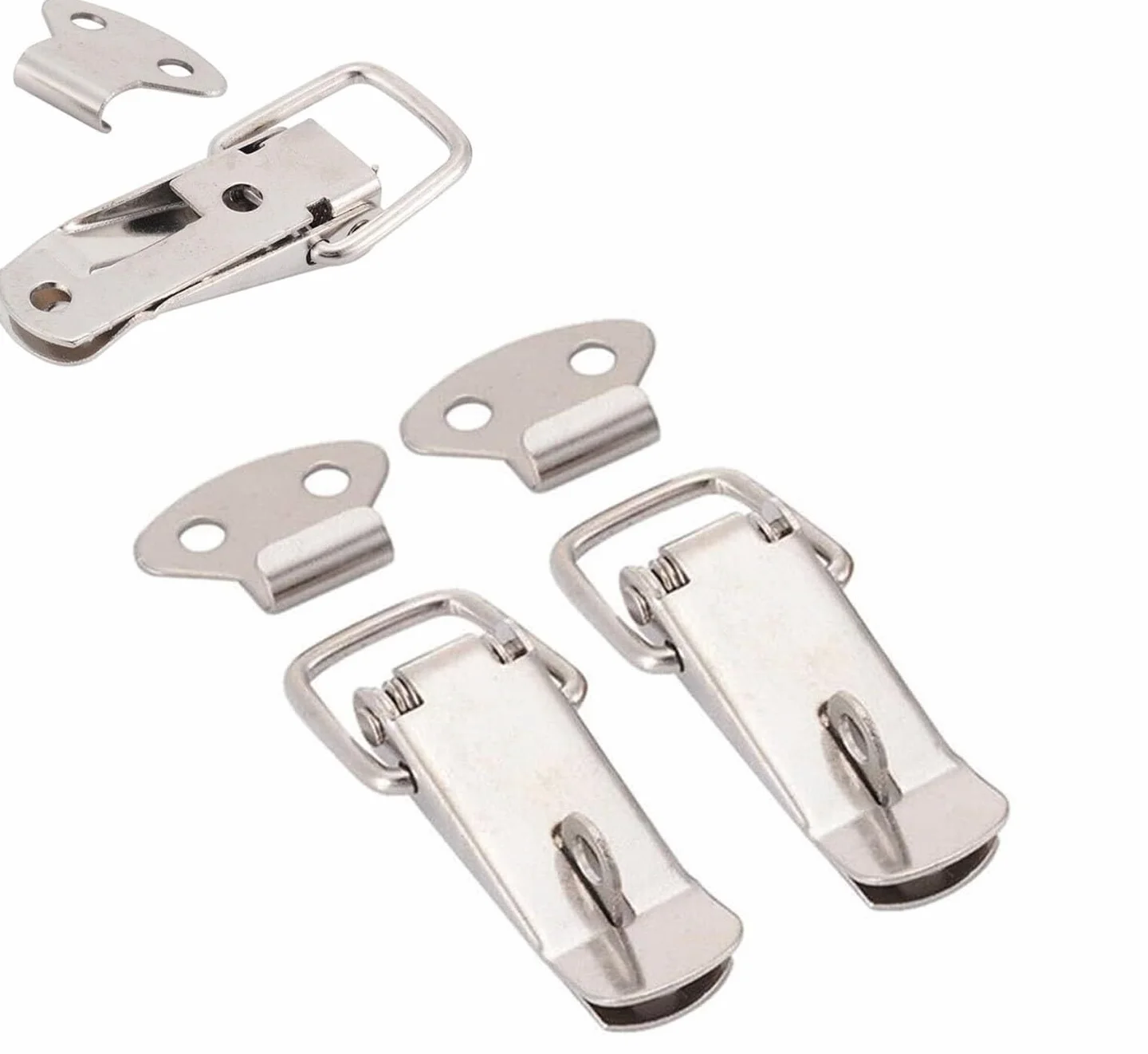 Candado de acero inoxidable, 2 piezas con resorte de bloqueo, caja de equipaje con cierre a presión, hebilla segura para caja de madera y almacenamiento de viaje, diseño duradero y fiable