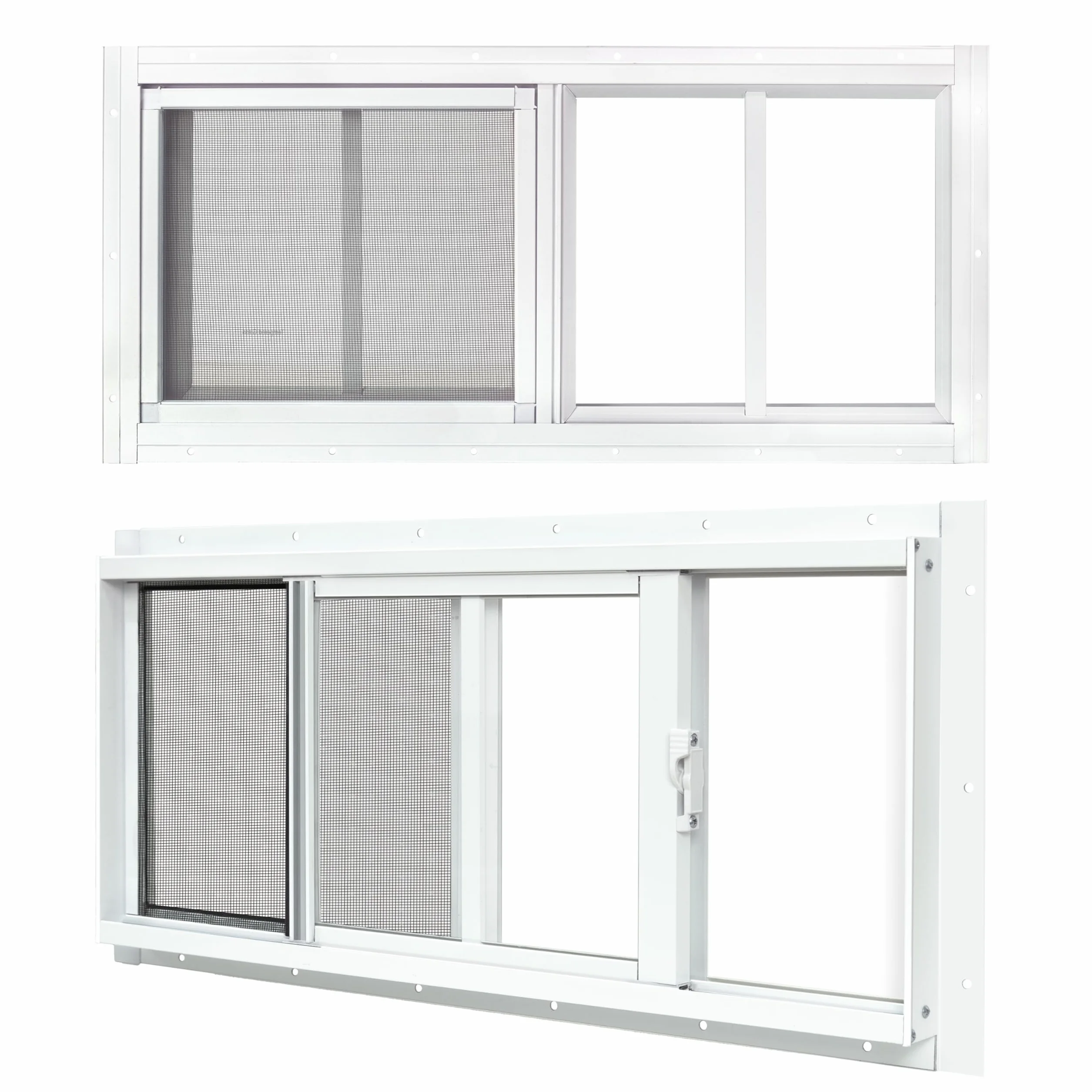 Paquete de 2 ventanas para cobertizo, ventana corredera blanca de 25,4 x 45,7 cm (10" x 18"), adecuada para gallinero, cobertizo, hogar, granero - Ventana de travesaño con vidrio templado y