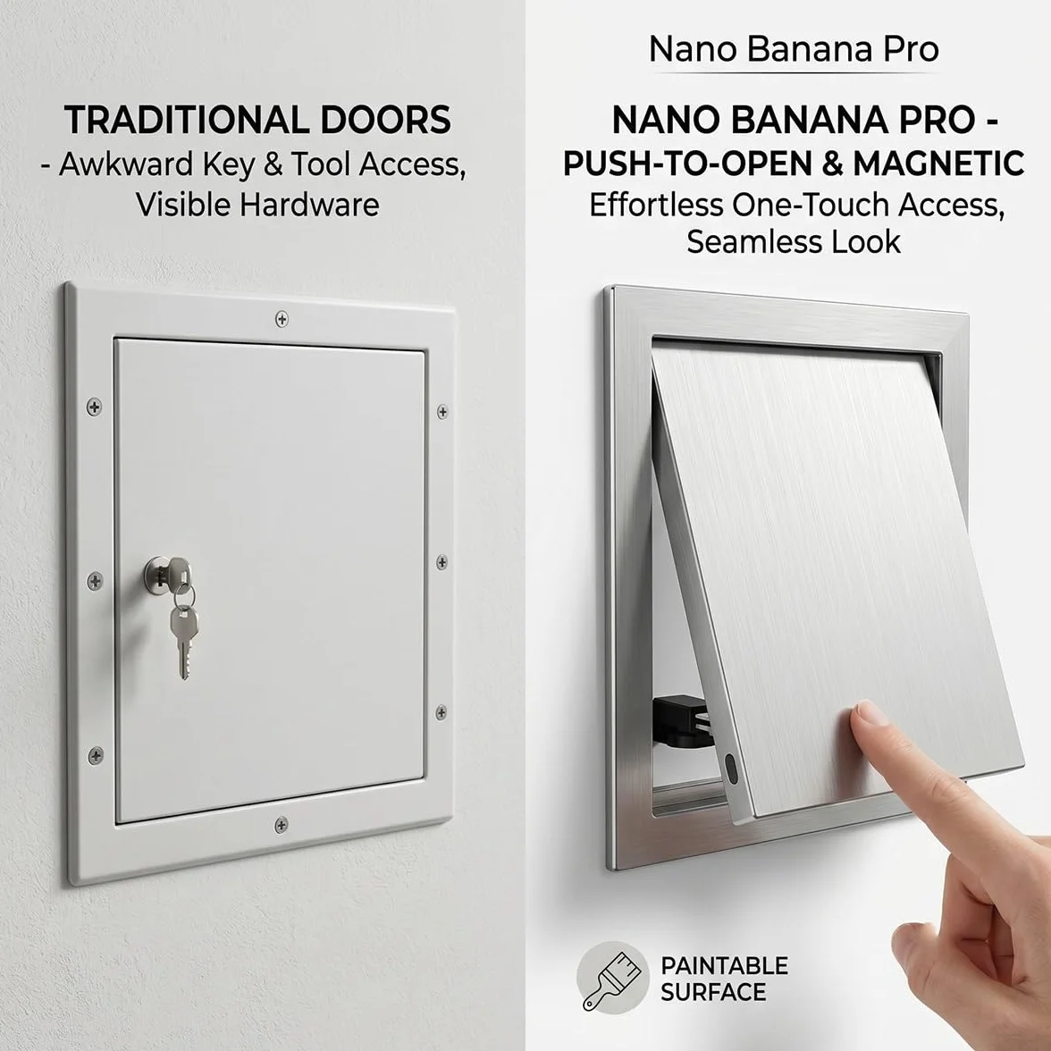 Trampilla de Inspección de Aluminio con Cierre Magnético, Puerta de Revisión Oculta. Panel de Acceso Alicatable para Techo y Pared en Plomería Baño, Montaje Empotrado Fácil.(White,150 x250 mm)