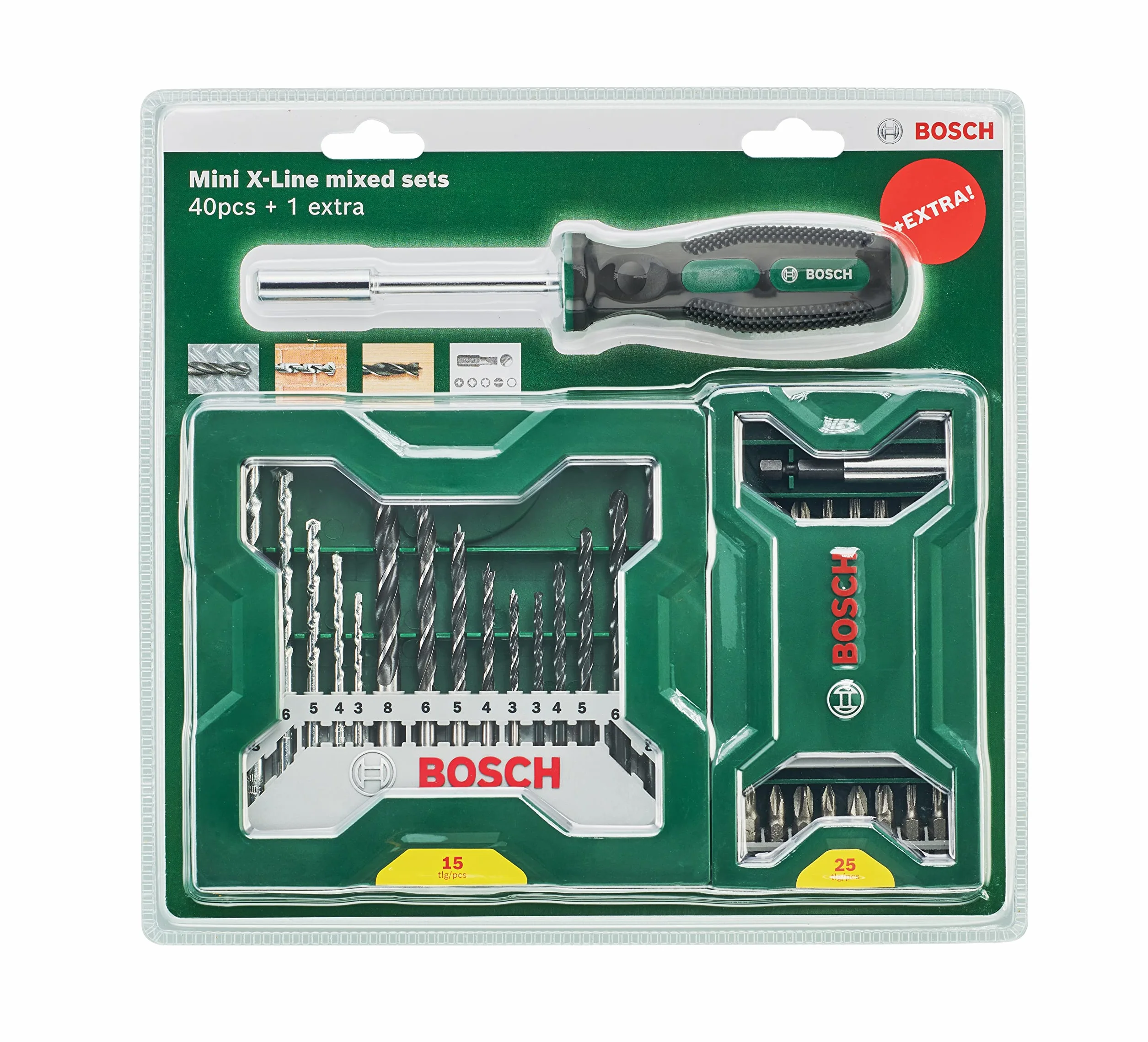 Bosch Juego de puntas de destornillador Mini X-Lin 41 piezas con destornillador