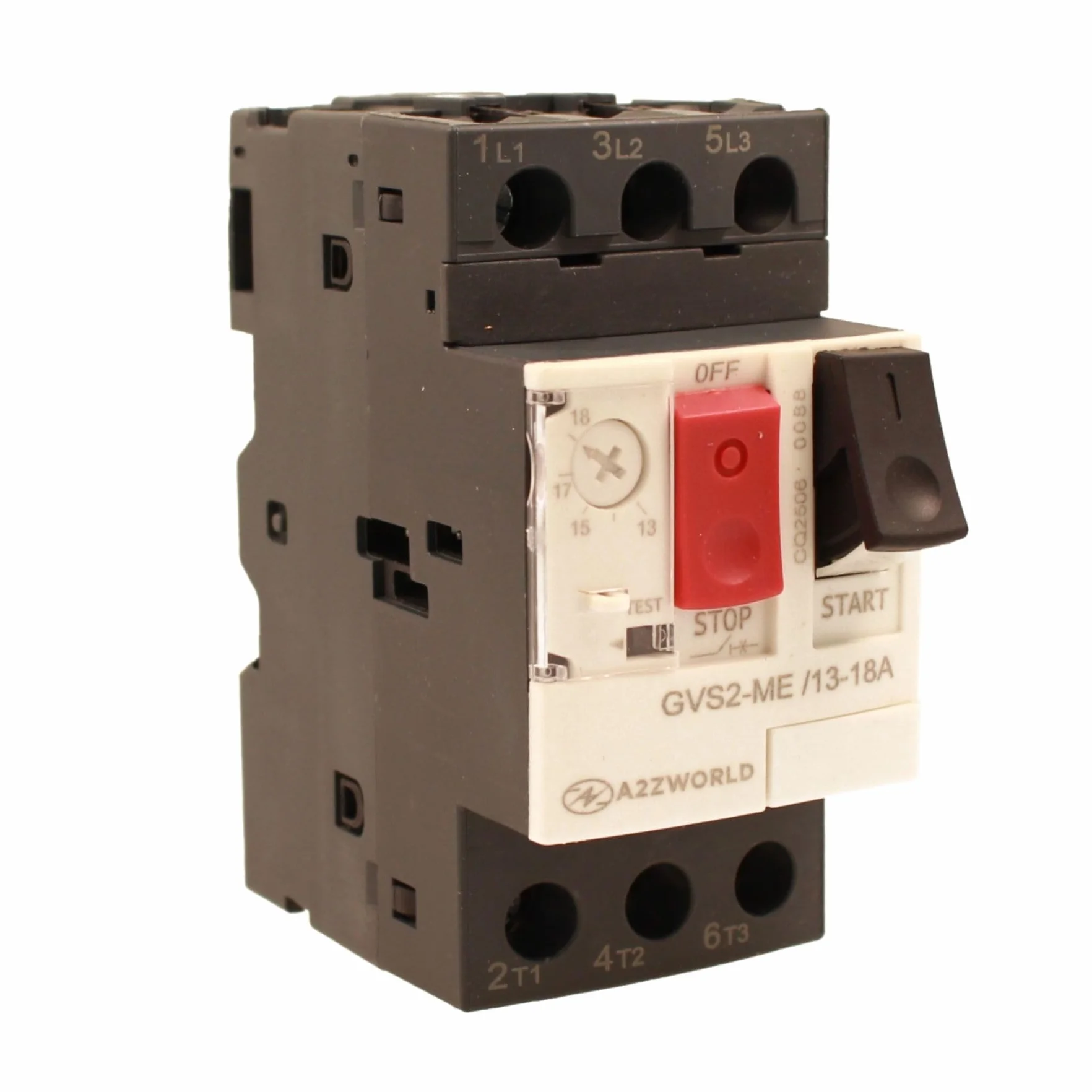 Salvamotor térmico 3P tripolar para protección del motor, ajustable 10-16 A 5,5 kW, interruptor térmico motor 2,5 módulos DIN, 690 V CA para monofásico y trifásico