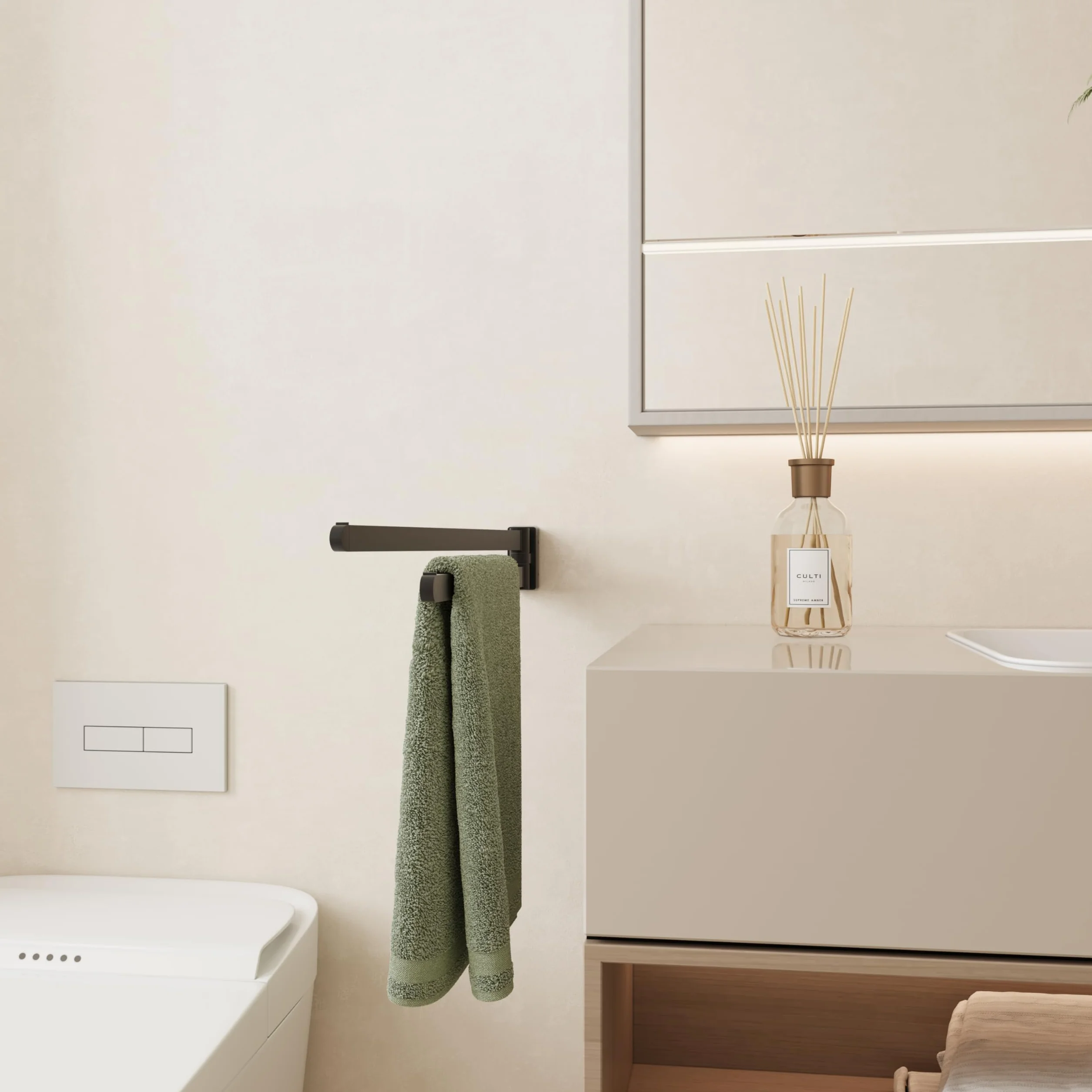 BGL Toallero Giratorio Negro, Organizador de Almacenamiento, Ahorro de Espacio, Soporte de Toalla de Pared Doble Giratorio para baño