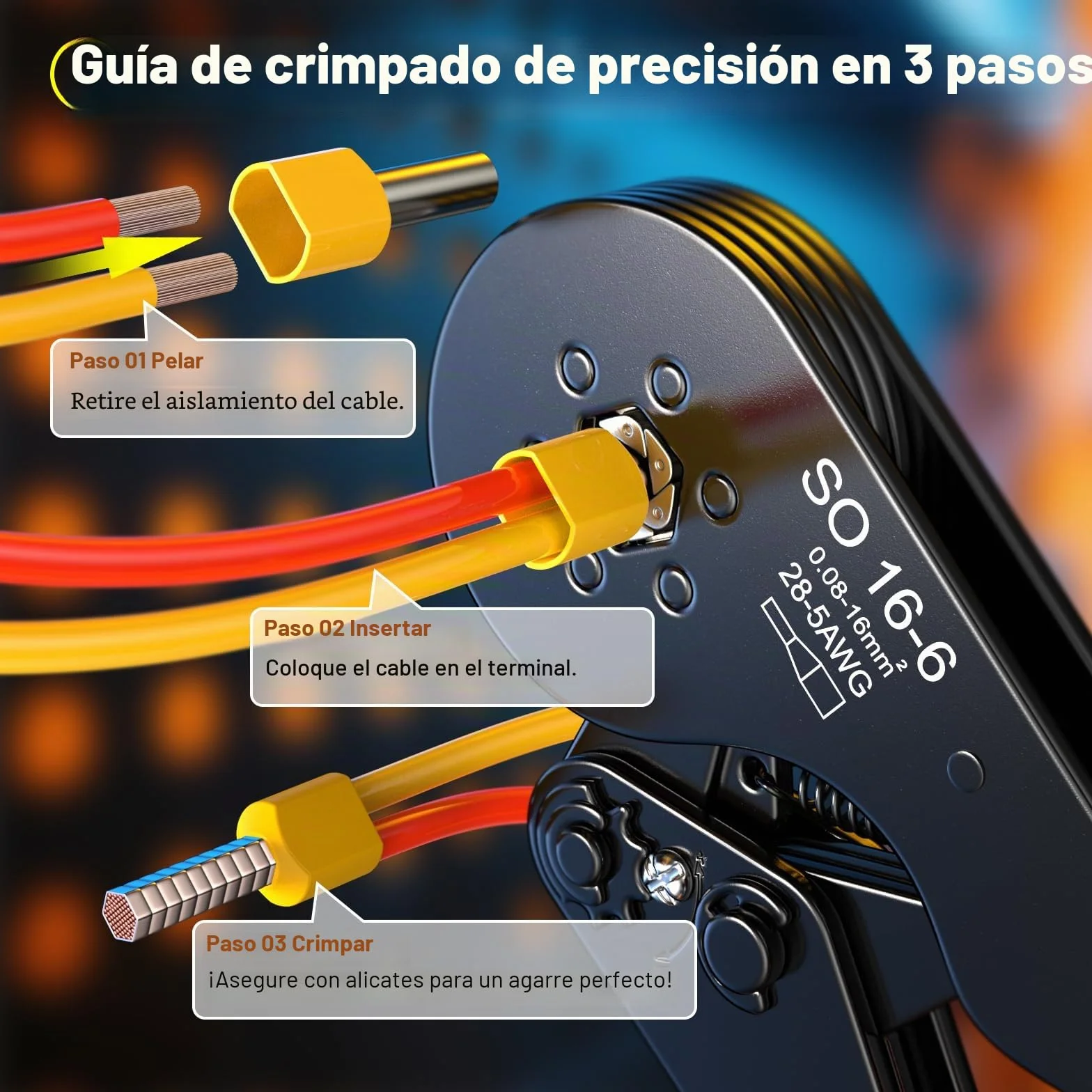 0,08-16 mm² Preciva crimpadora terminales electricos, 1275 piezas Tenazas de engaste de cabeza simple y doble Terminales de doble cable. Adecuadas para bricolaje doméstico e industrial.