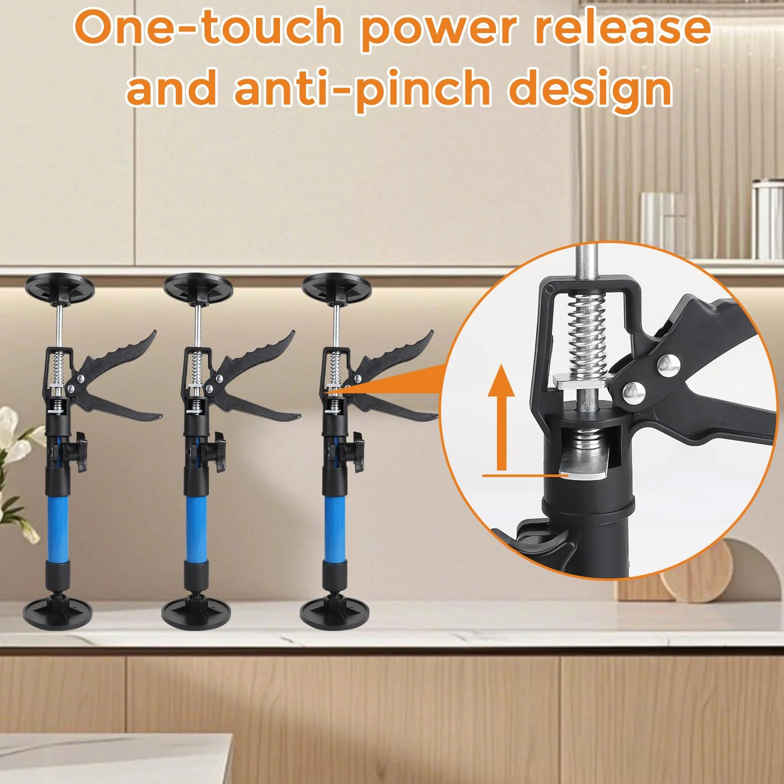 3 Piezas Puntal Telescopico, Puntales Extensibles Techo, Soporte Telescópico, Puntal Expansión, Capacidad de peso 40KG, Estiramiento 30-59 cm, para Apoyar Marcos de Puertas, Armarios