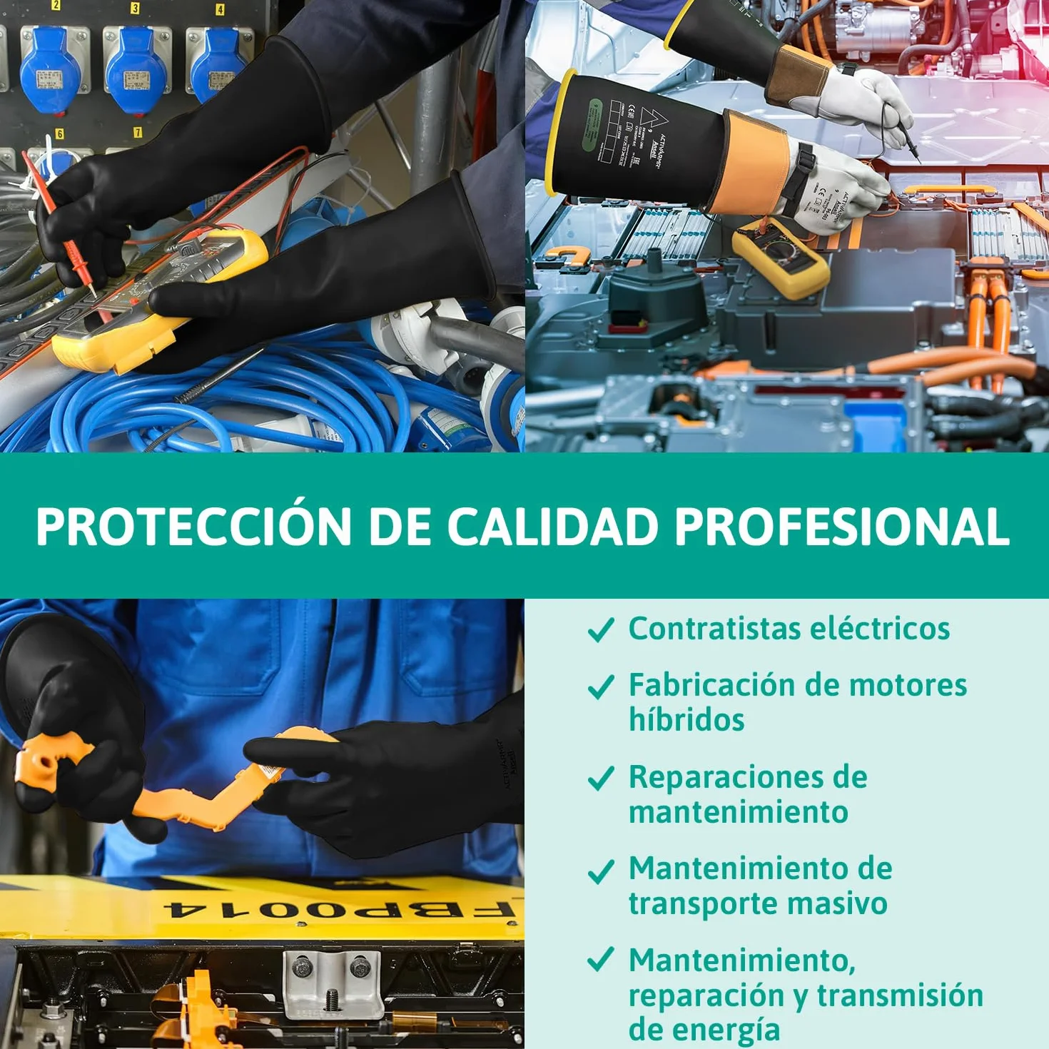 Ansell ActivArmr Guantes Aislantes Dieléctricos, Protección Eléctrica Class 0, Tensión 1000V, Trabajos con Electricidad, Látex de Caucho Natural, 36 cm, Negro, Talla XL, 1 Par