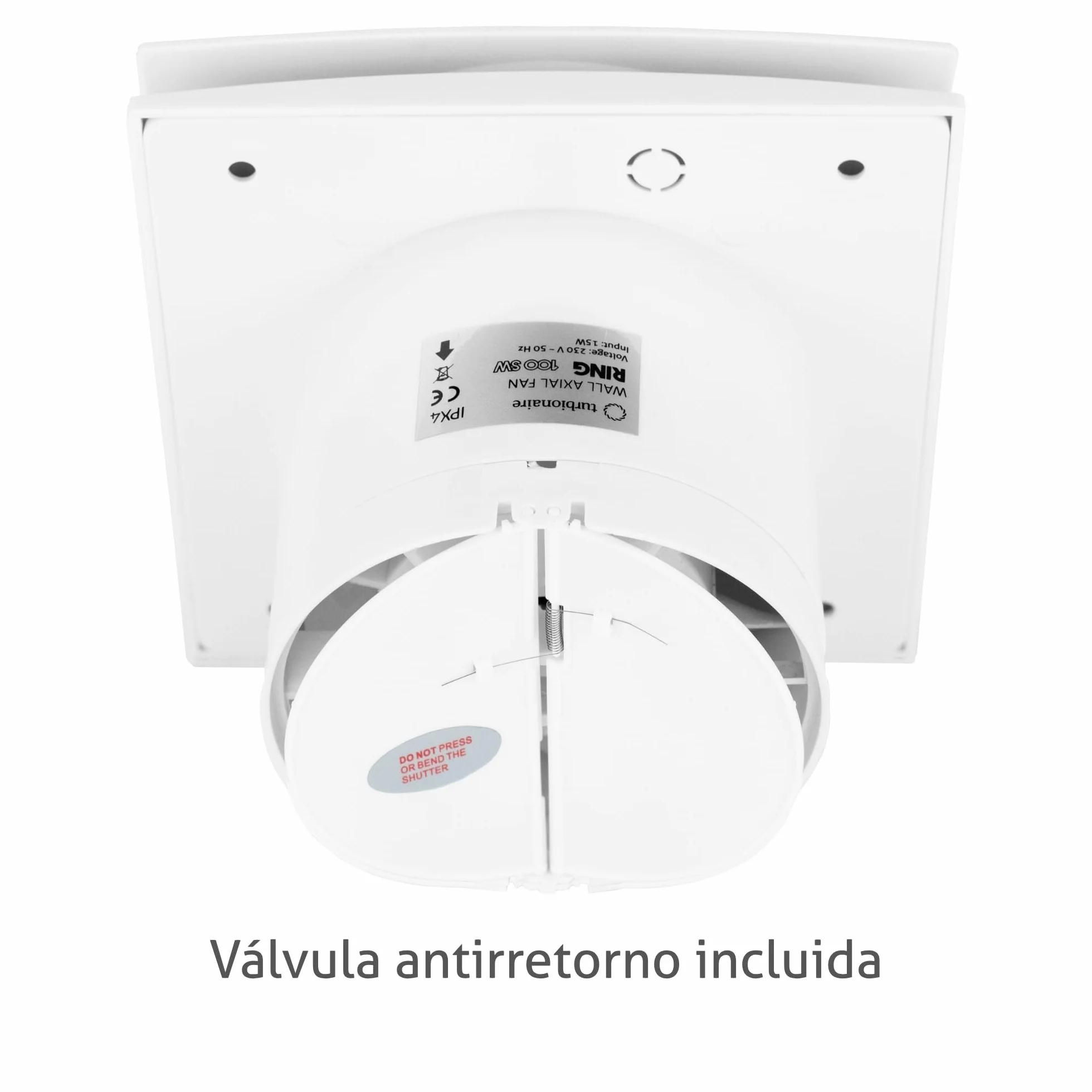 Turbionaire RING 100 SW Extractor de Baño 100 mm Doble aspiración perimetral y frontal Blanco mate IPX4 Silencioso