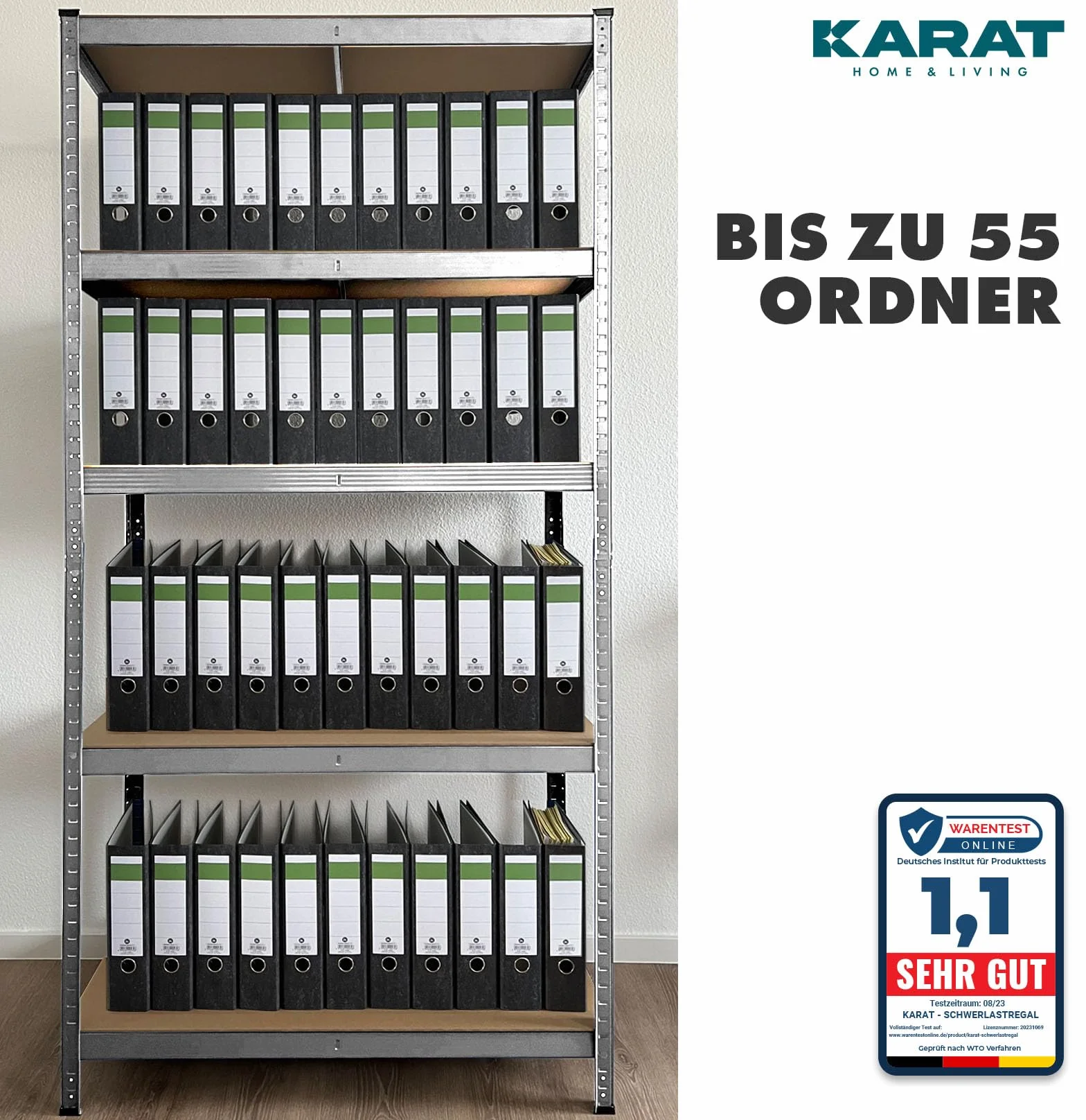 KARAT Estantería de metal para cargas pesadas, 180 x 90 x 60 cm, 5 estantes ajustables (galvanizado)