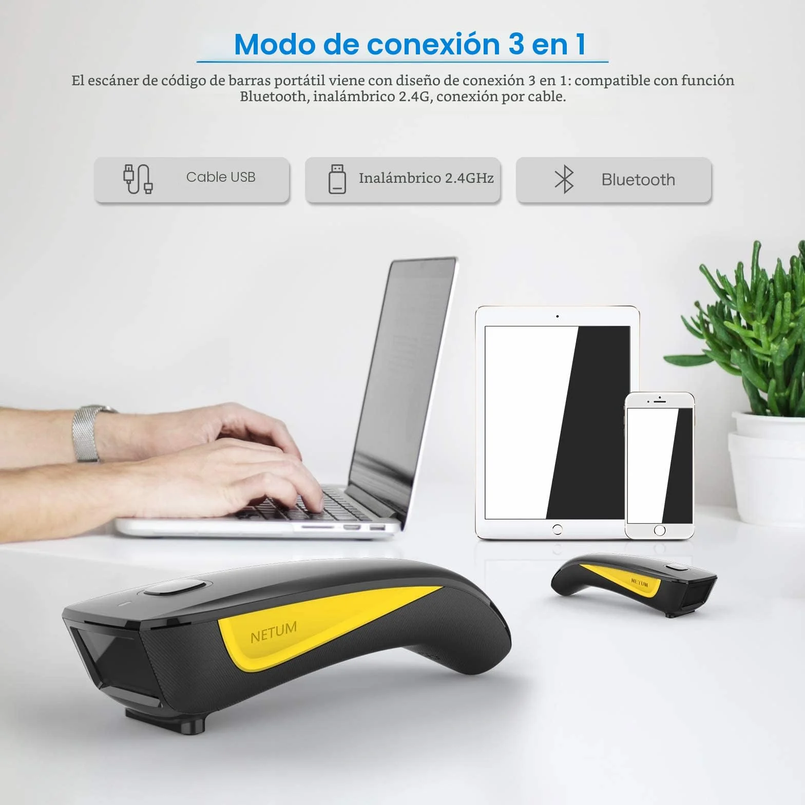 NETUM Escáner de código de Barras 1D 2D inalámbrico, Bluetooth QR escáner de Bolsillo portátil, para inventario para tabletas, iPhone, iPad, Android, iOS, PC y POS - C750