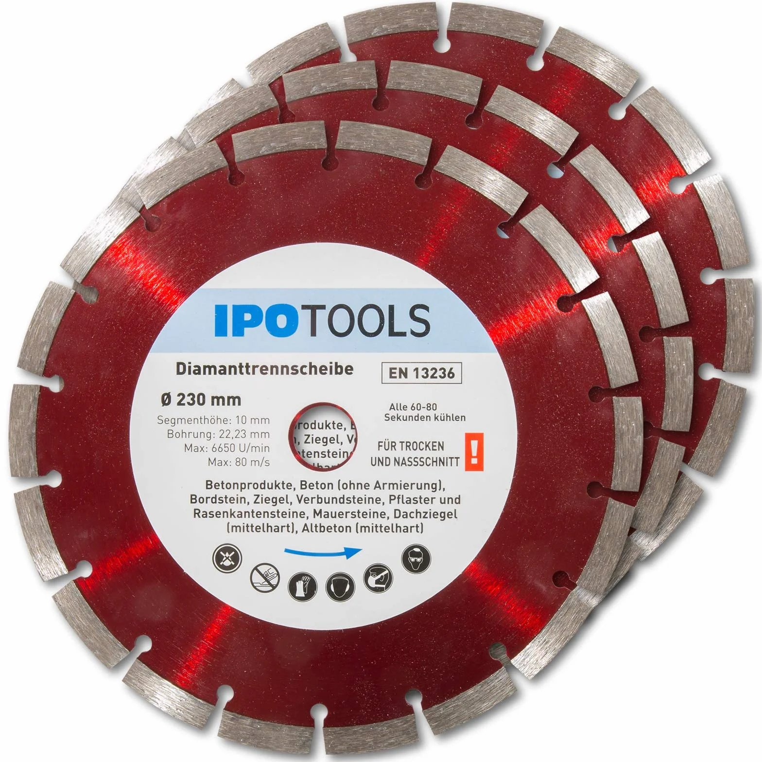 IPOTOOLS Disco De Diamante Para Hormigón, Ladrillo, Piedra Natural, Piedra, Segmento De 10 Mm, Agujero 22,23 Mm