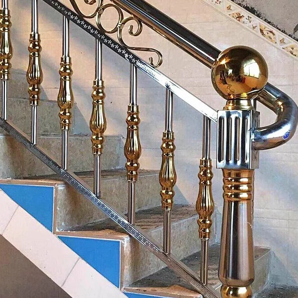 Piezas de balaustre de balcón de escalera de estilo europeo, barra de acero inoxidable 304, columnas de acero inoxidable, para escaleras y balcones con diseño clásico (barra de loto