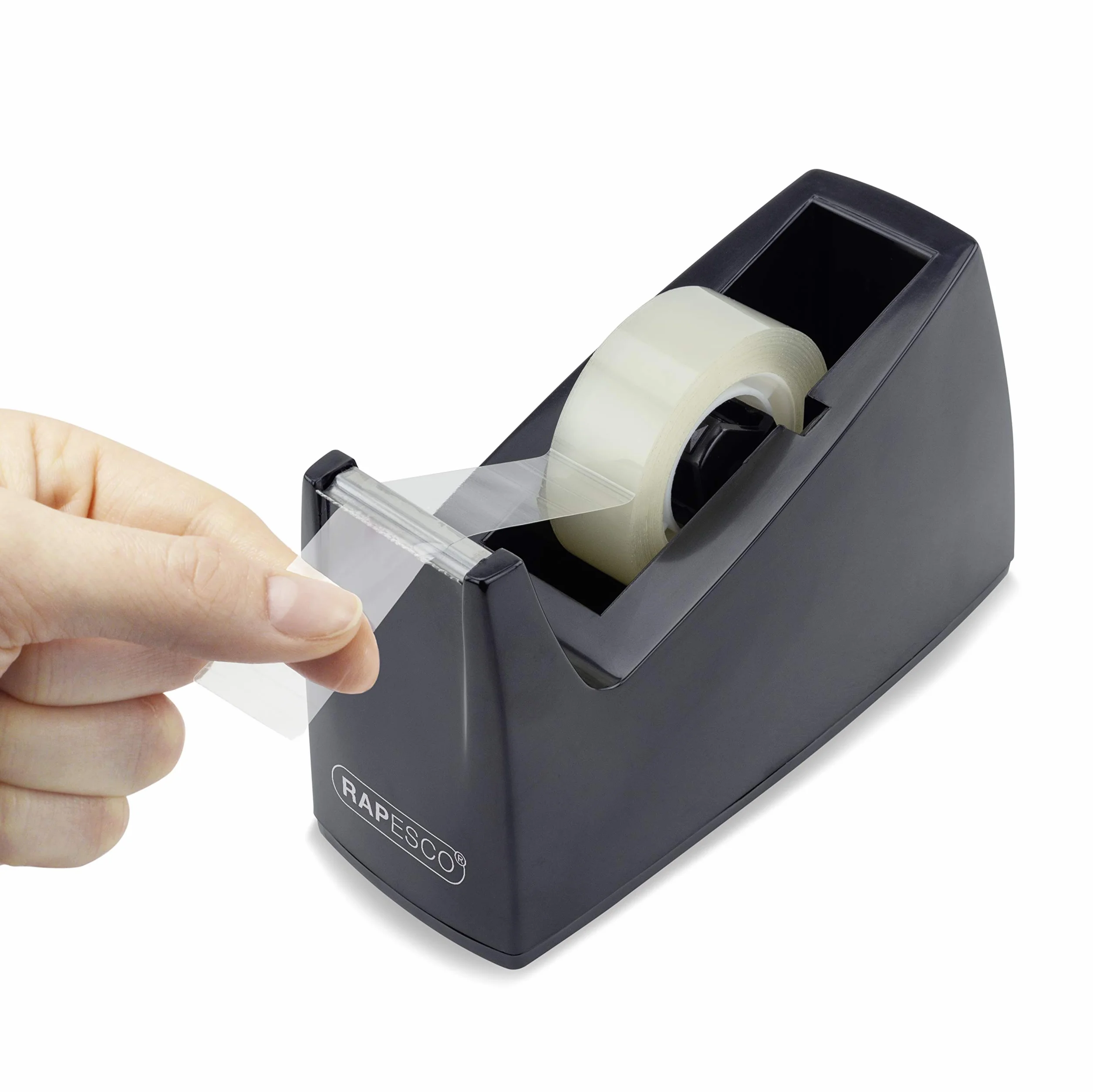 Rapesco RPTD30BK Dispensador de Cinta Adhesiva 300, 25 mm, Negro
