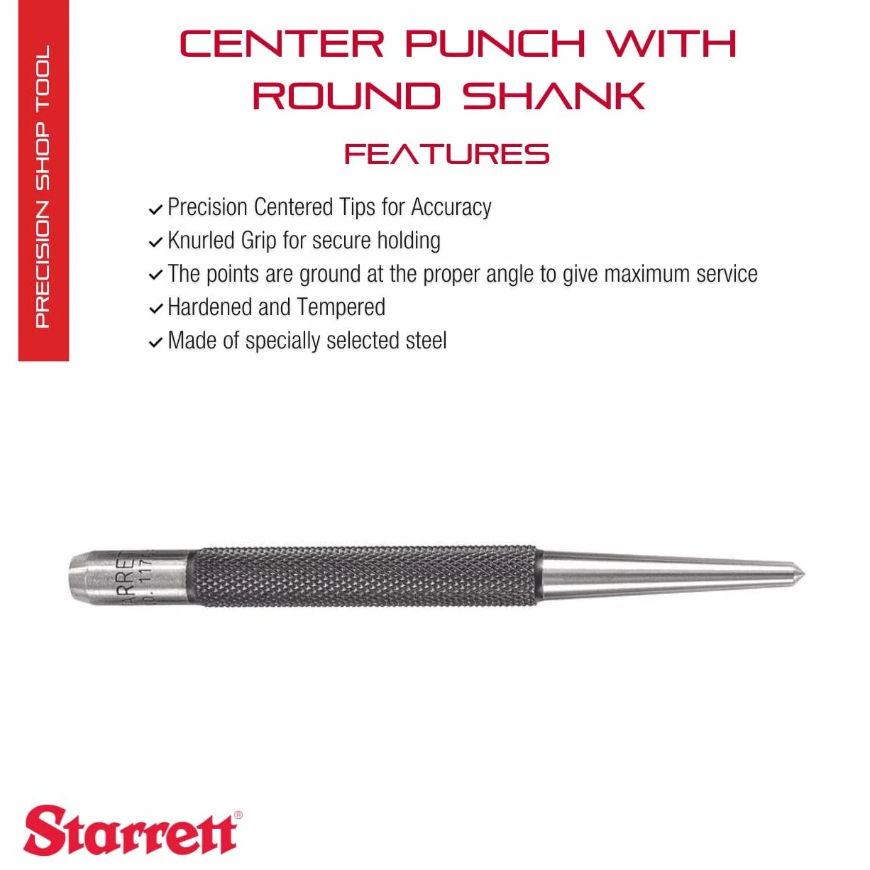 Starrett 50485 - Centro Punzón Con Vástago Redondo