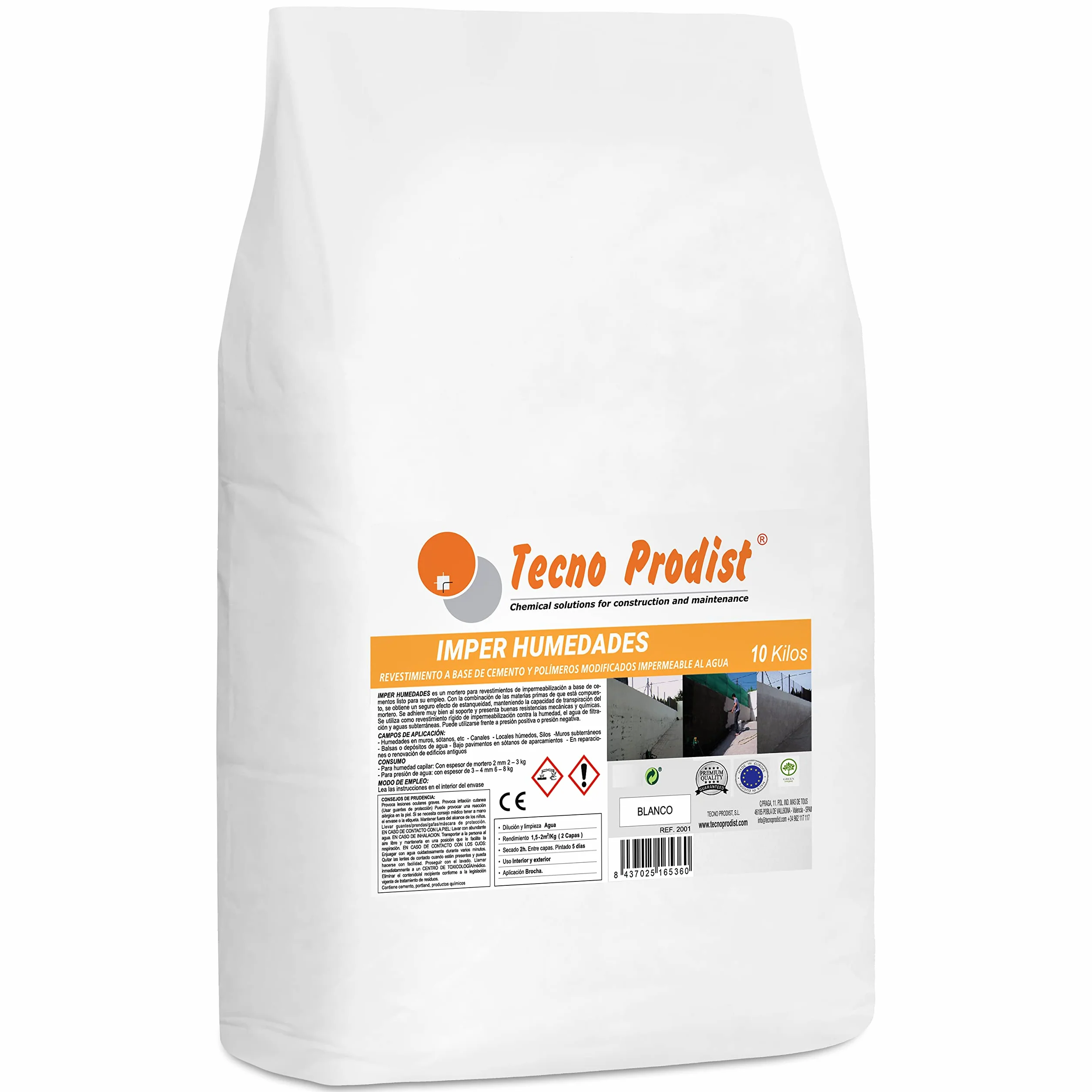 IMPER HUMEDADES de Tecno Prodist (SACO 10 Kg) Mortero para revestimiento de Paredes. Impermeabilización. Tratamiento humedades muros, sótanos, etc. Impermeable al agua, fácil de usar