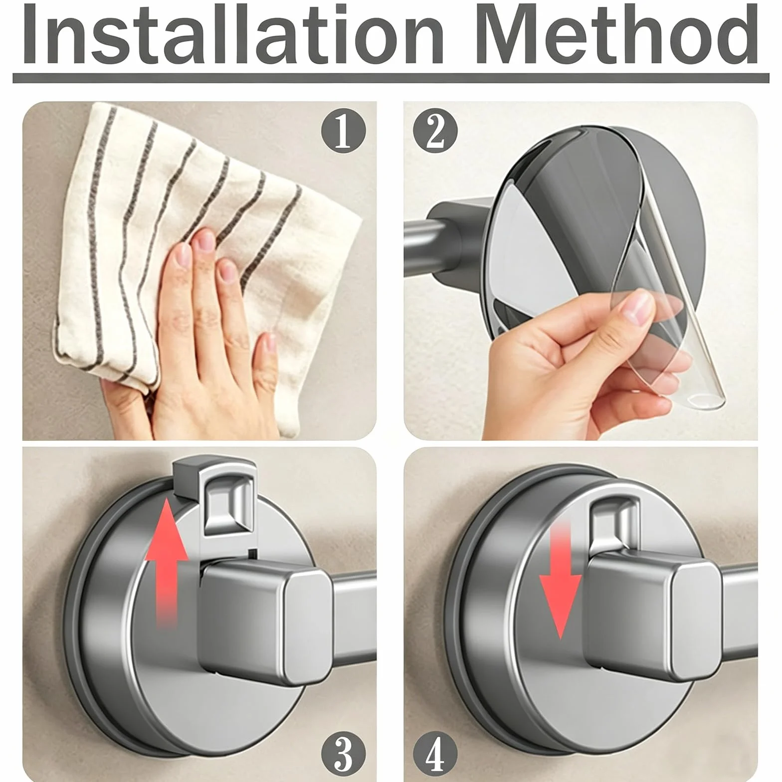 Toallero Ventosa, Toalleros de Baño Sin Taladro, Colgador Toalla Baño, Toallero Ducha, Toallero de Mano Extraíble y Resistente para Baño, Puerta, Ducha y Accesorios de Cocina