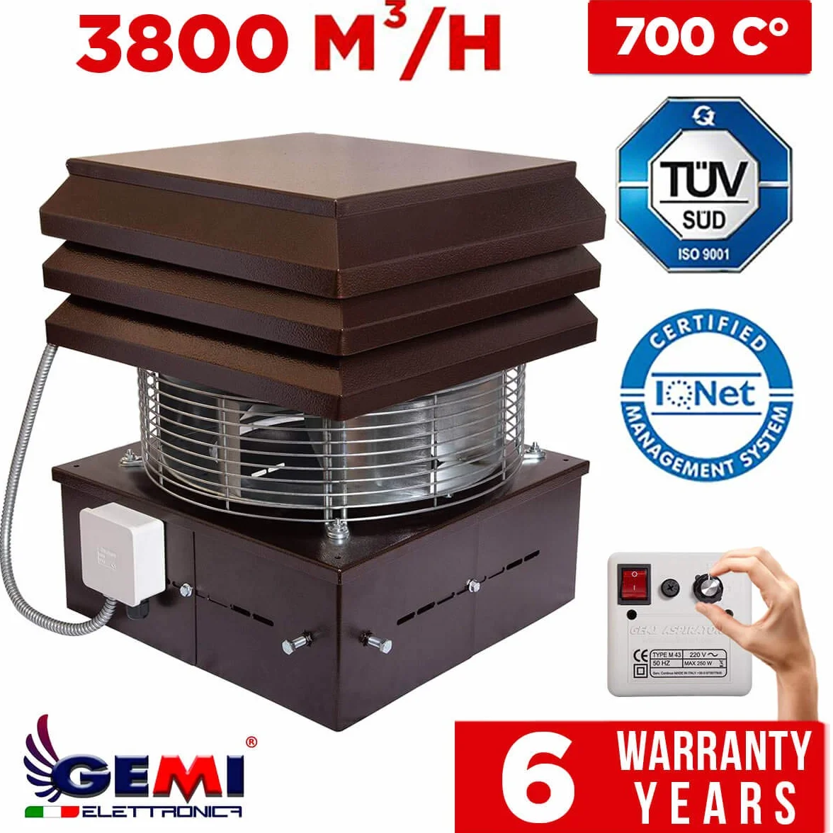 Gemi Elettronica Extractor de Humo Profesional con Regulador de 6 Velocidades para Chimenea y Barbacoa