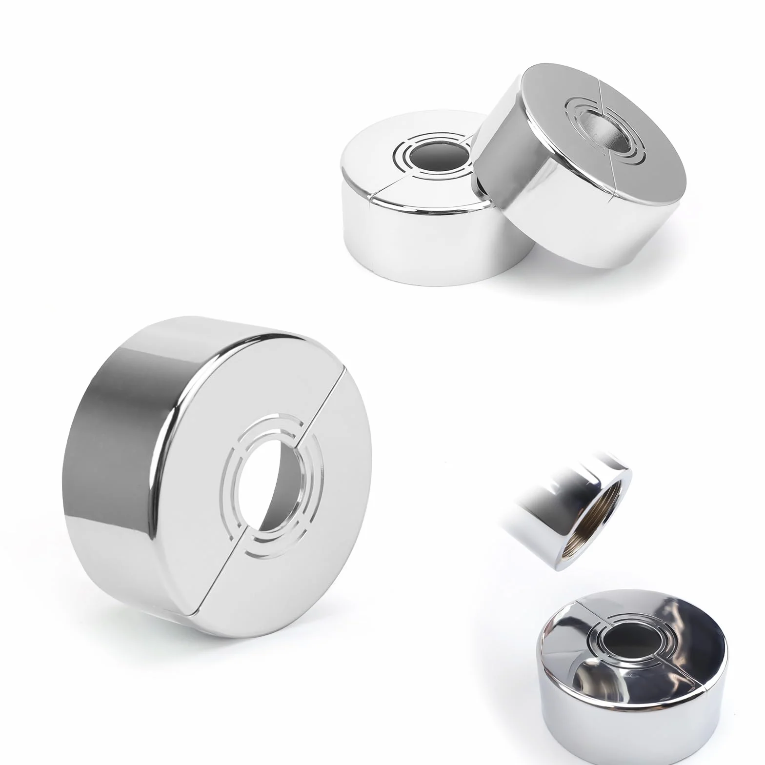 3 Piezas Embellecedor Grifos 70 mm Plateada, Embellecedor Radiador Extraíble, Tamaño Orificio Ajustable