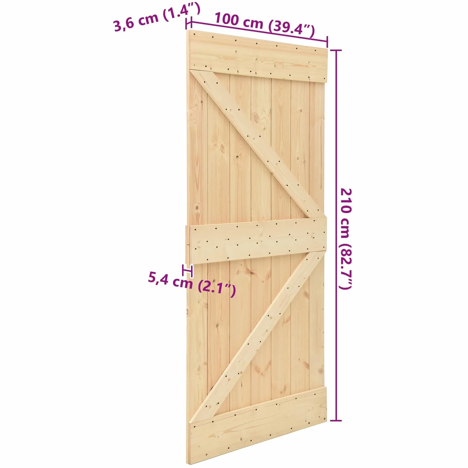 vidaXL Puerta Narvik Natural 100 x 210 cm Madera de Pino Sólido, Puerta Rectangular Moderna, Interior de Pino, Ahorra Espacio, Separador Contemporáneo de Habitaciones, Diseño Funcional