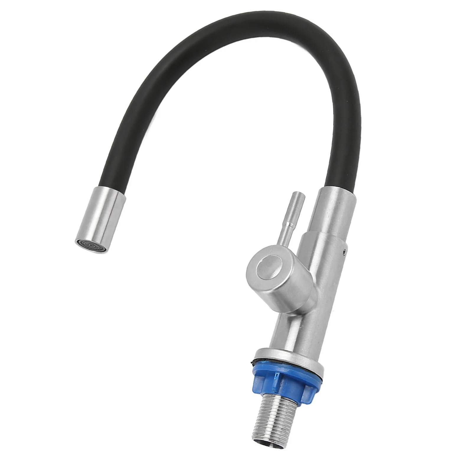 aqxreight Cuenca de Acero Inoxidable único Grifo Flexible Giratoria Fregadero de Cocina Agua Fría con Silicona para Cuencas de Lavado Universales