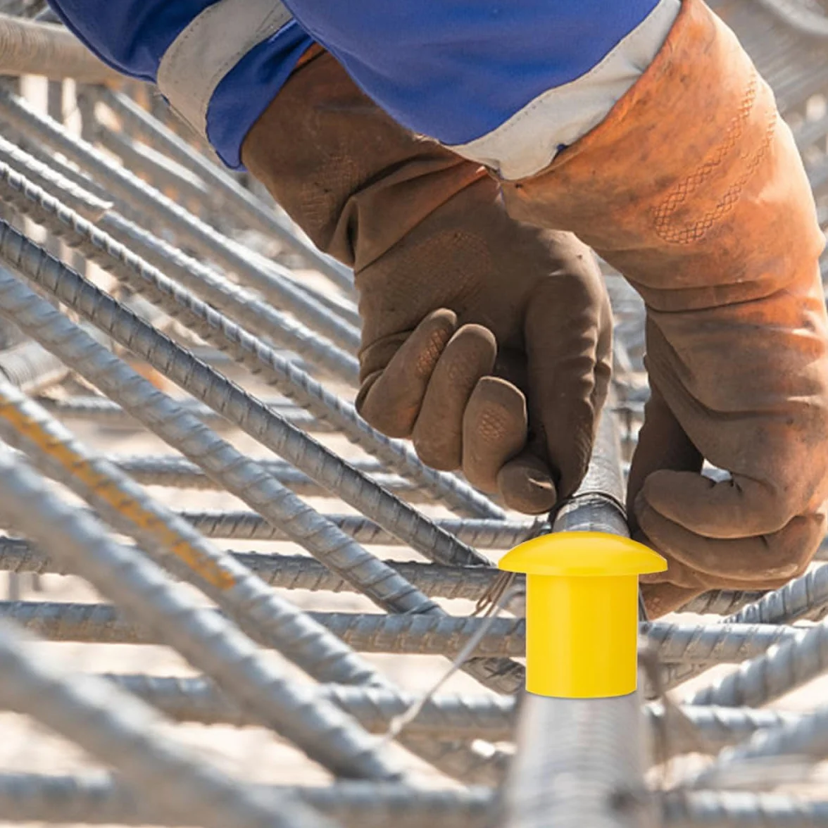 Tapas de Seguridad Protector de Extremo Resistente 60 Alta Visibilidad para Varillas de Refuerzo de Plástico Amarillo para Obra y Construcción