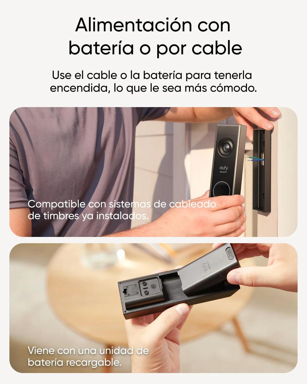 eufy Security Video Doorbell E340, Cámara Doble 2K Full HD, Visión Nocturna a Color, Almacenamiento Local 128 GB, Sin Cuotas