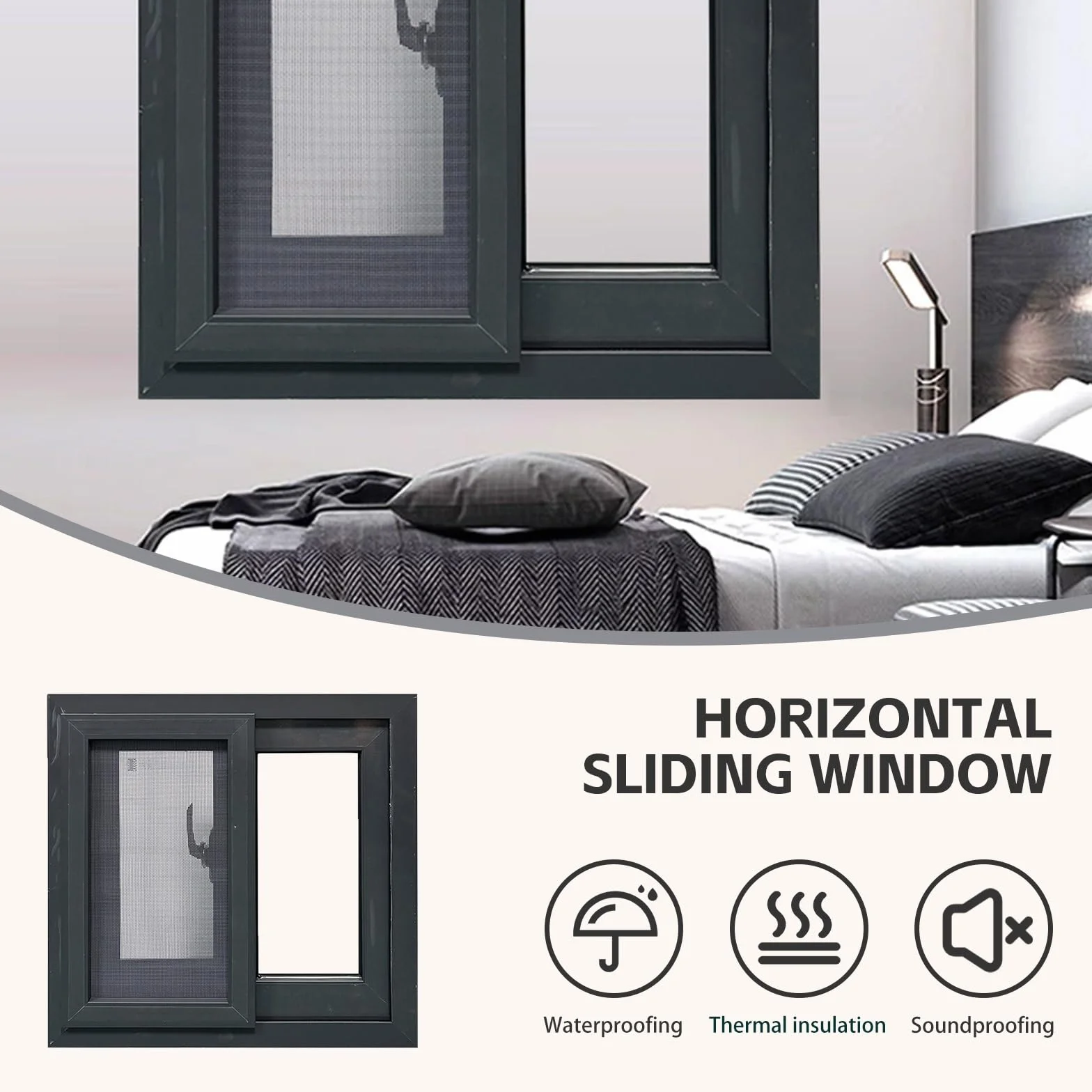 Ventana Aluminio 30x30 40x40 50x50 Ventana corredera Aislamiento con Cristal Templado y mosquitera Ventana para Casas Baño Sótano Garaje y Graneros(WxH 40x60cm)