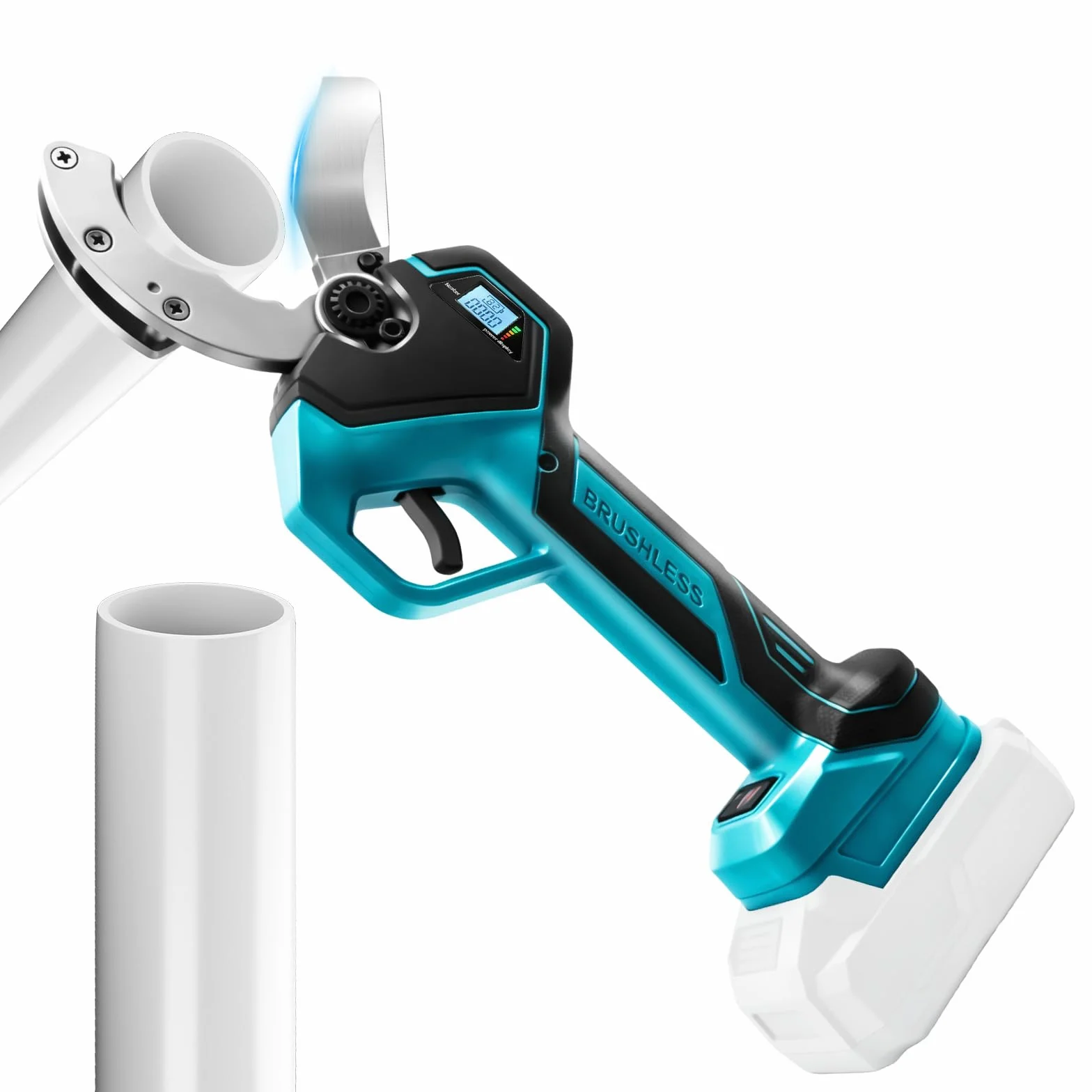 Cortatubos Eléctrico Inalámbrico Compatible con Makita 18V, Tijera Eléctrica de Litio con Motor Brushless para PVC, PPR, PE, PEX y Tubos de Plástico, Capacidad 50 mm (Sin Batería)